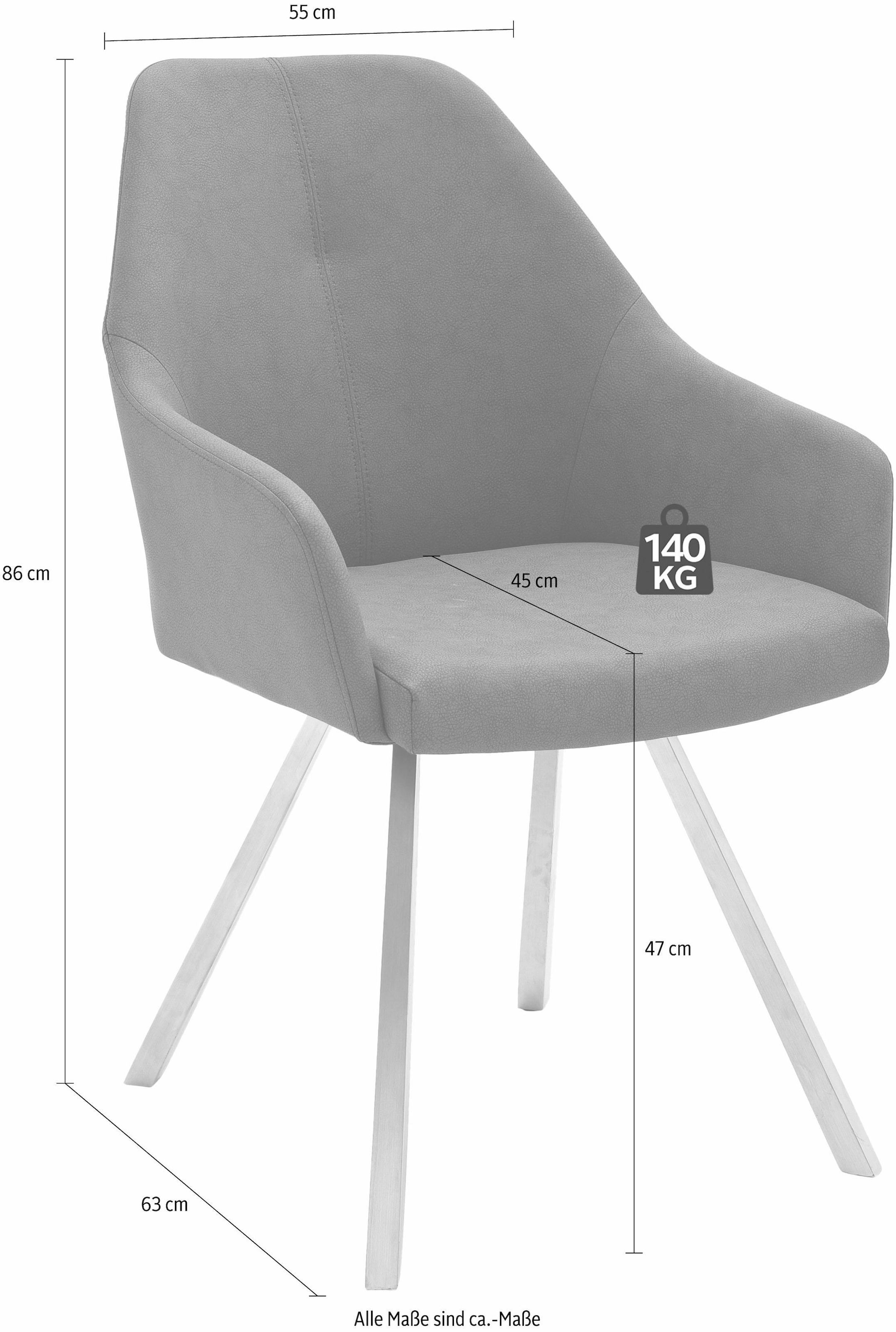 MCA furniture 4-Fußstuhl »Madita A-eckig«, (Set), 2 St., Kunstleder, Stuhl belastbar bis 140 Kg