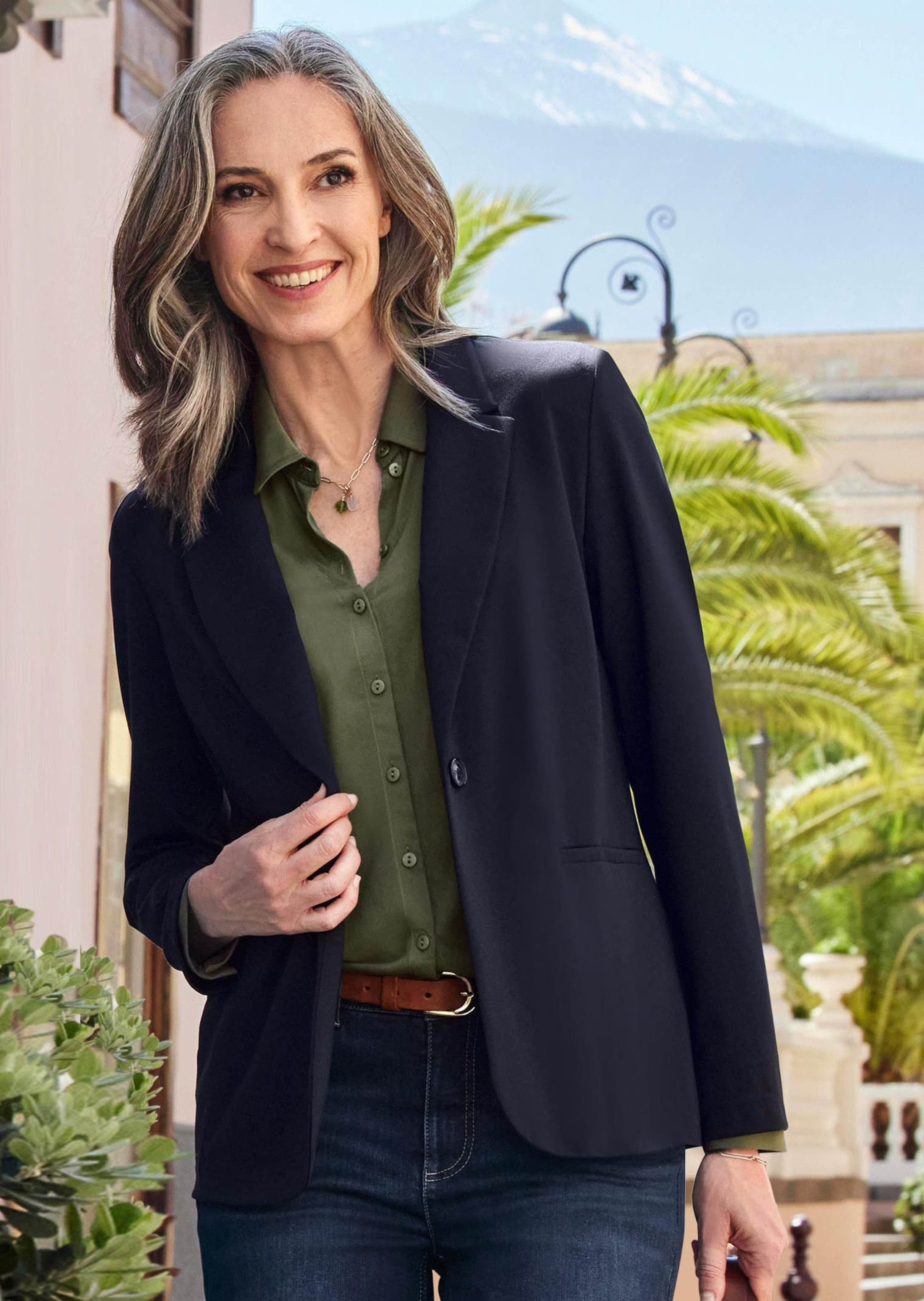 Thumbnail - GOLDNER Jackenblazer "Kurzgröße Blazer mit Reverskragen, Paspeltaschen" mit formgebenden Teilungsnähte