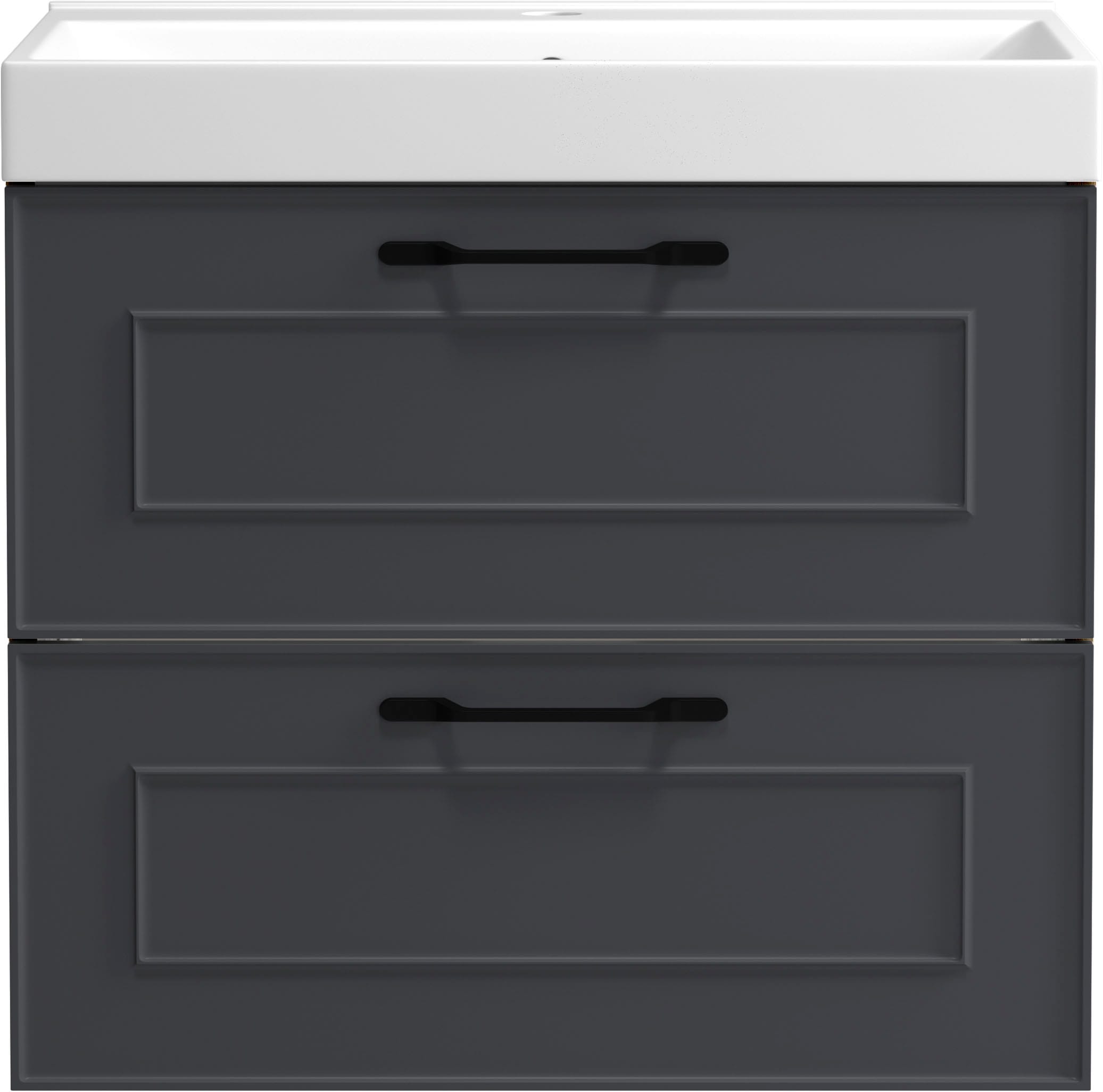 welltime Waschtisch »CADIZ, Waschtisch« matt grau, Landhaus-Optik, schwarze Aktzente