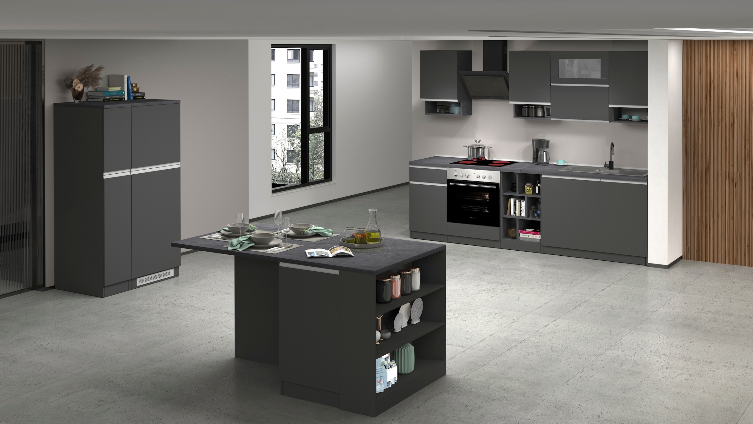 KOCHSTATION Küchenzeile »KS-Sole«, Breite 256 cm, mit Geschirr-Abtropfschrank, ohne E-Geräte