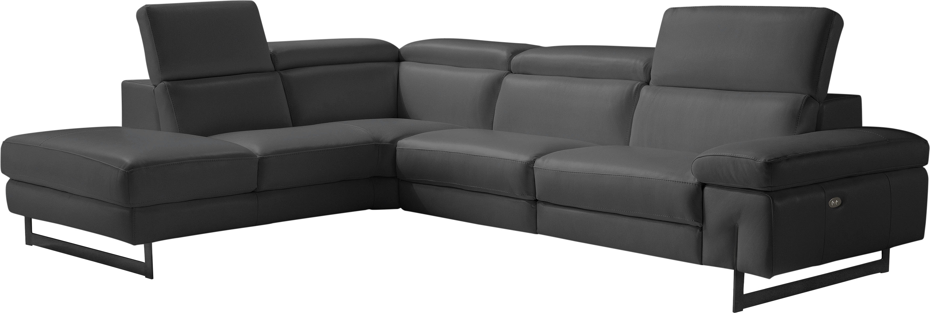 Egoitaliano Ecksofa "Candice, elegant, edel und bequem, erstklassiger Sitzkomfort, L-Form" inkl. 2 elektrischer Relaxfunktionen, Bedienung über Taste an Armlehne