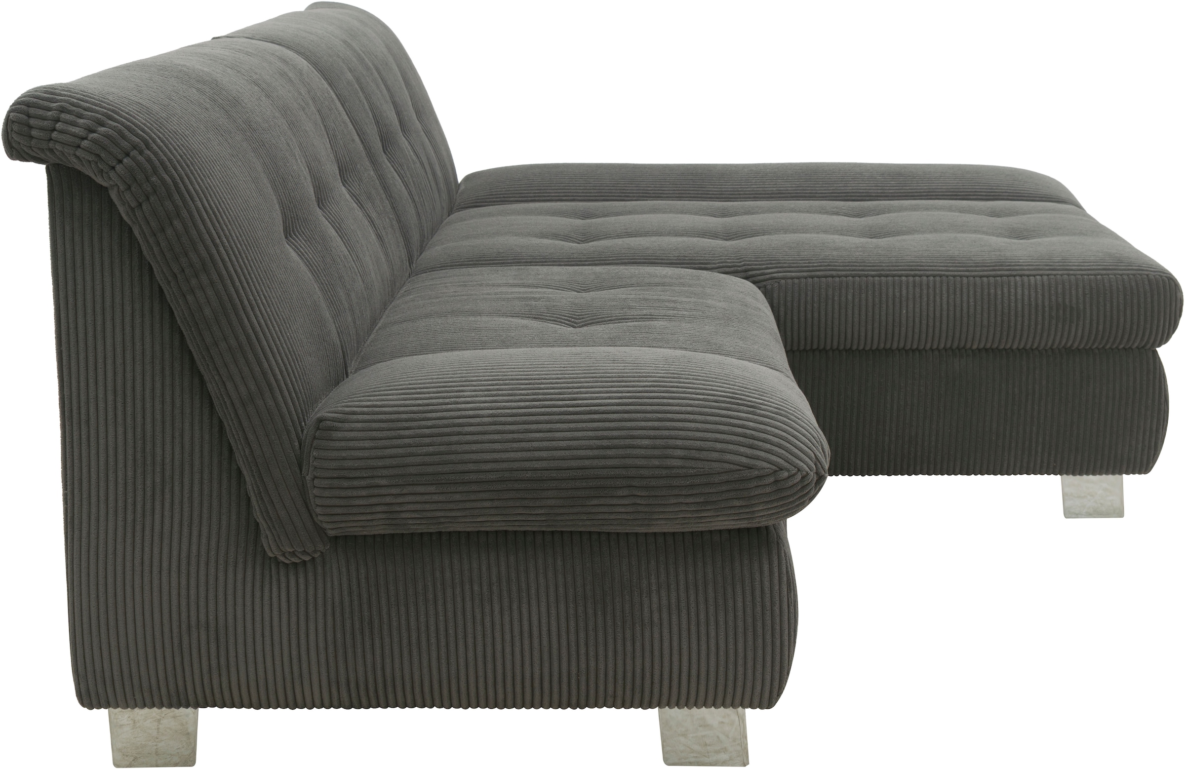 DOMO collection Ecksofa »100031 kompakte Stellmaße, komfortabel und bequem, L-Form«, wahlweise mit Bettfunktion und Armteilverstellung. Breite 234cm