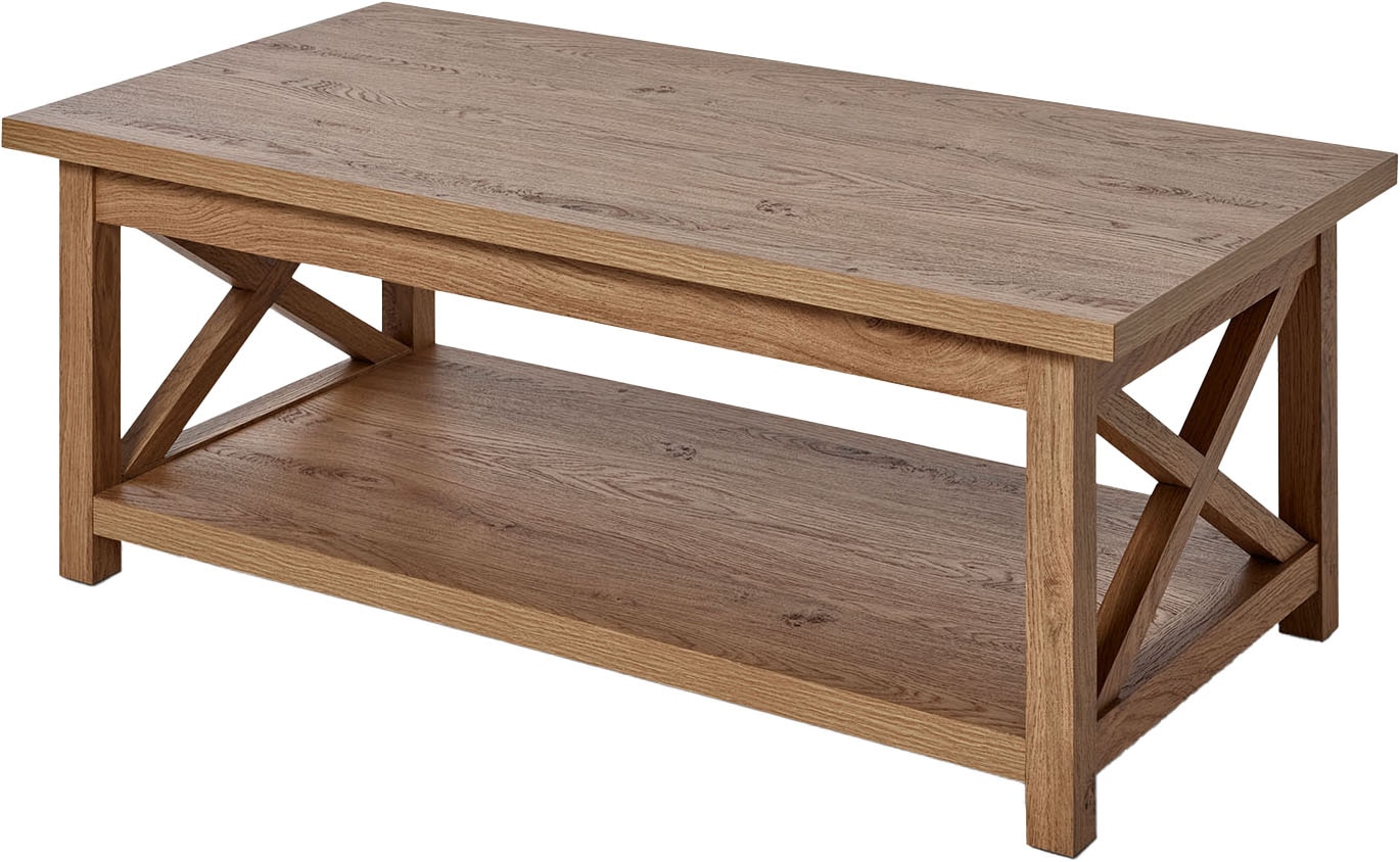 Jahnke Couchtisch »CHALET COFFEE«, (1 St.), Couchtisch, Kaffetisch, mit Ablageboden, Landhausstil, X-Design