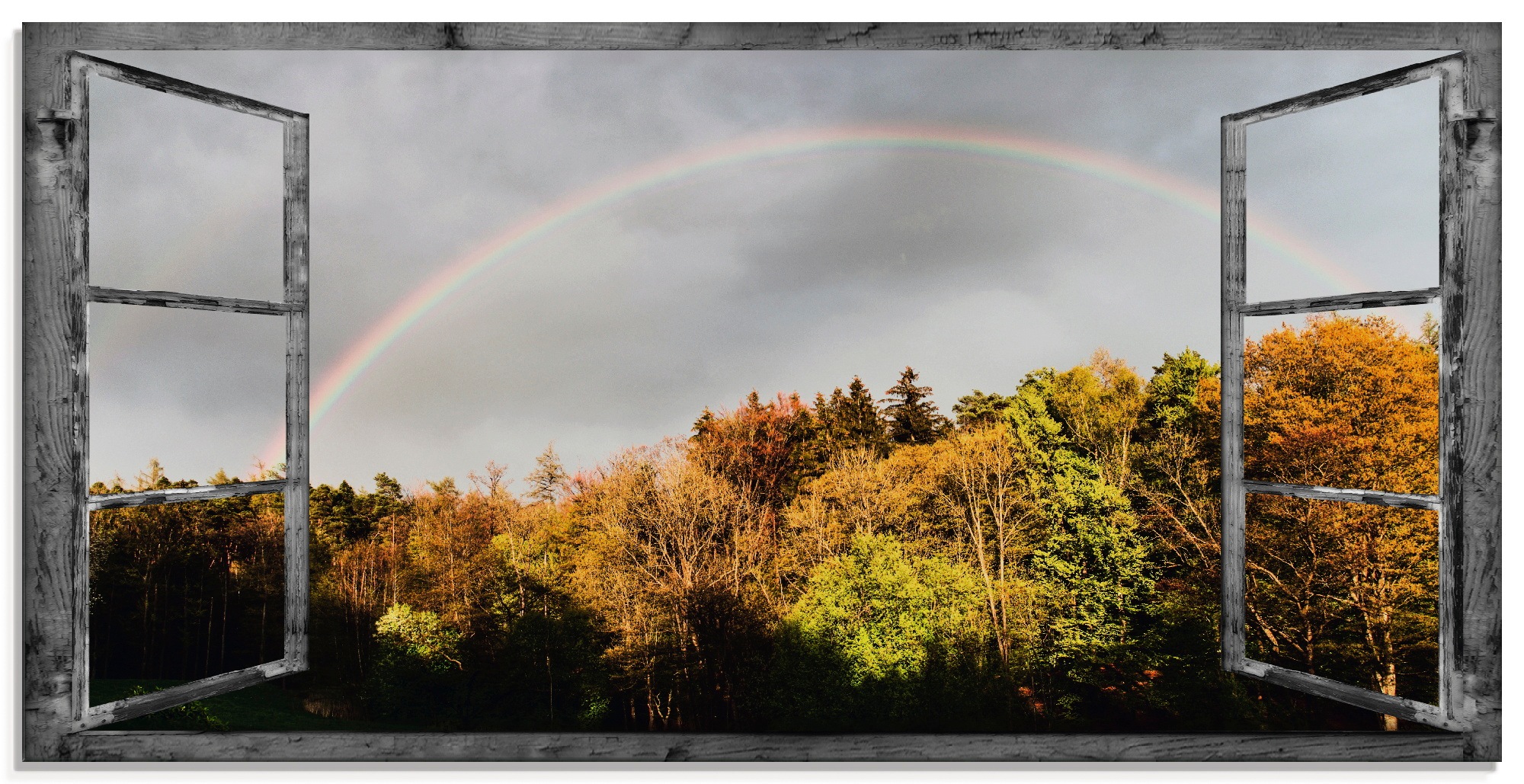 Artland Glasbild »Fensterblick - Regenbogen«, St.), | in kaufen verschiedenen Fensterblick, Größen BAUR (1