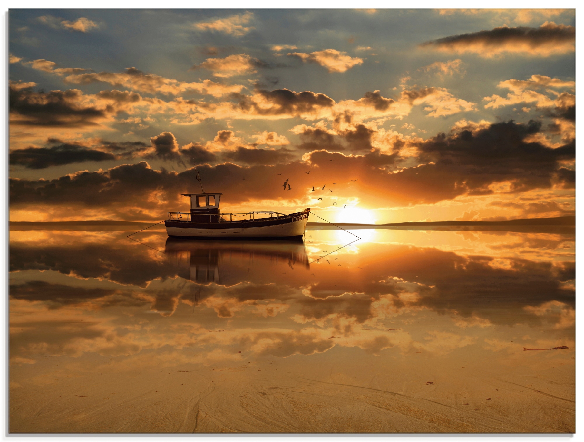 Artland Glasbild "Das Fischerboot im Sonnenuntergang", Boote & Schiffe, (1 St.), in verschiedenen Größen