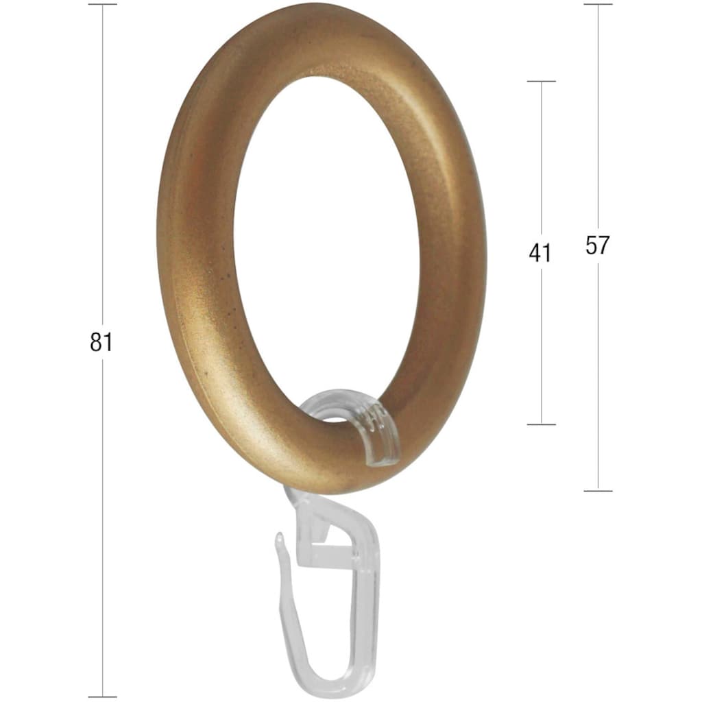 GARESA Gardinenring »Kunststoffring mit Haken«, (20 St.), für Durchmesser bis 28mm, einfache Montage