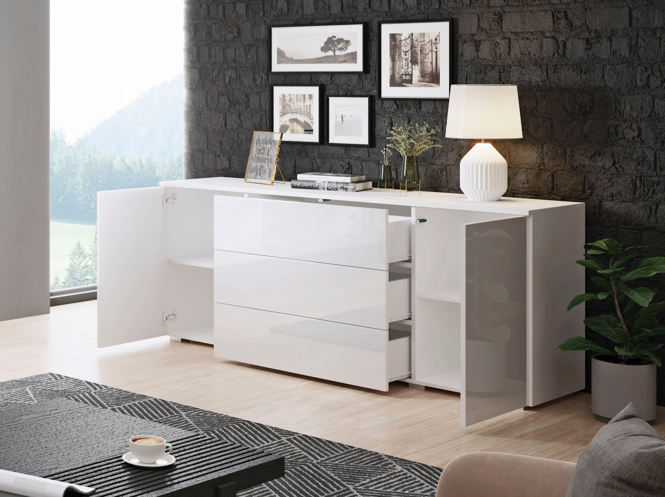 INOSIGN Sideboard »PARIS«, (1 St.), Moderne 150cm breite grifflose Kommode, vielseitig einsetzbar