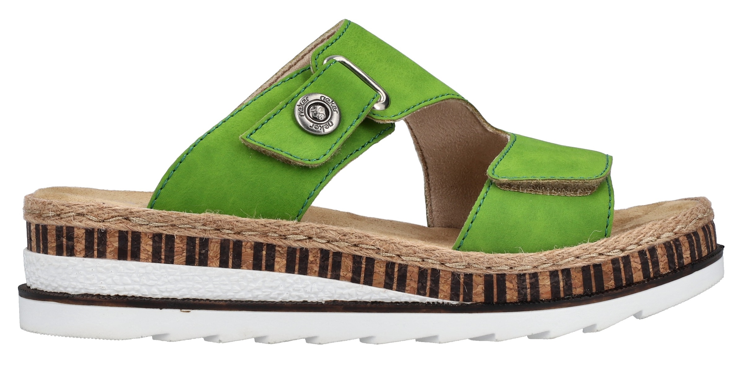Rieker Pantolette, Sommerschuh, Strandschuh, Hausschuh mit trendigem Keilabsatz