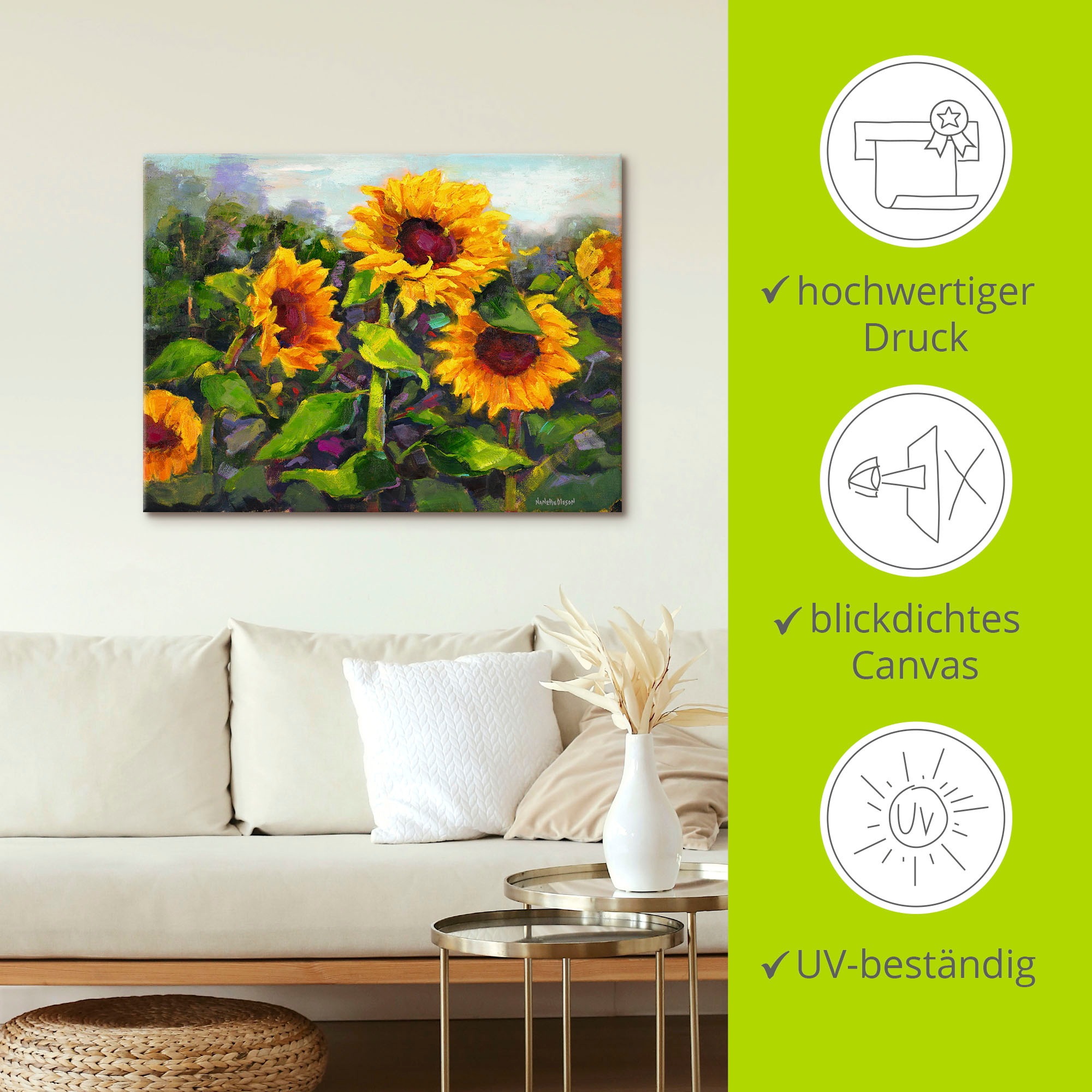 Artland Wandbild »Das Erwachen der Sonnenblumen IV«, Blumen, (1 St.), als Leinwandbild, Poster in verschied. Größen