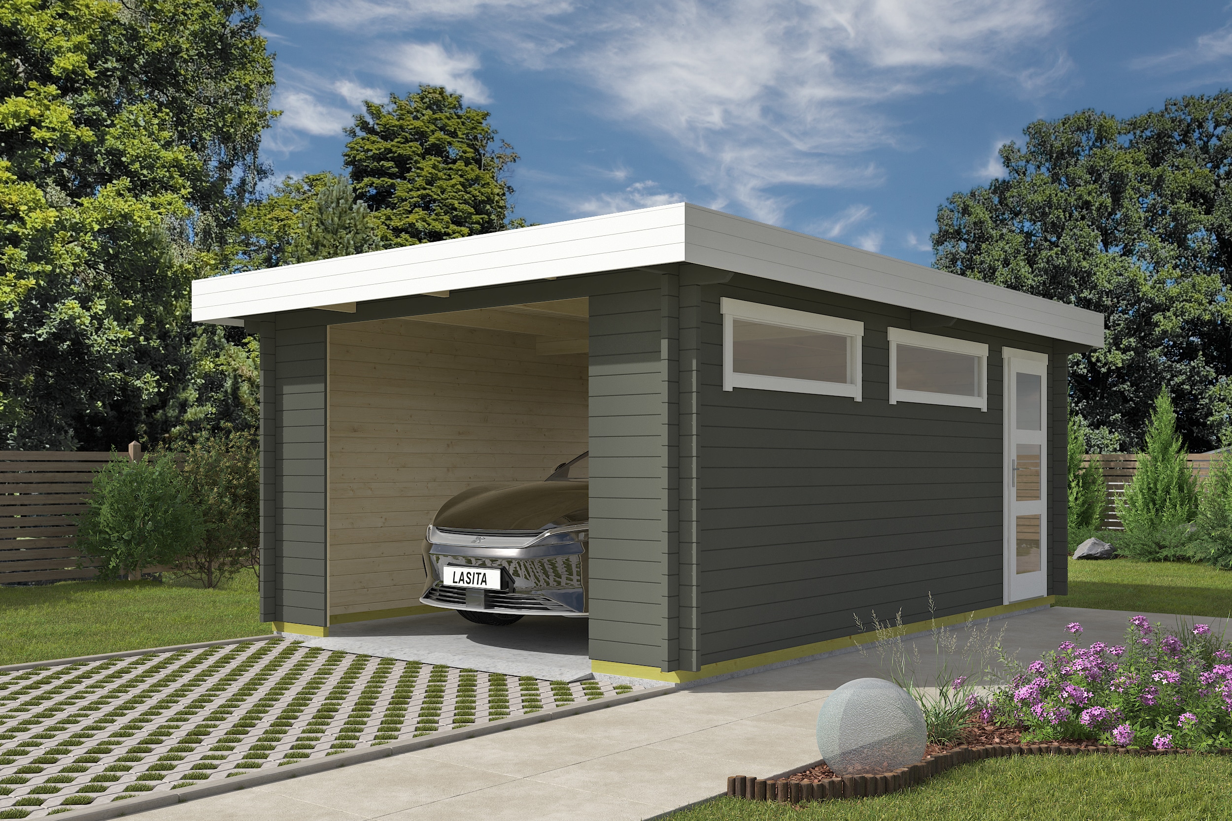 Nordic Holz Garage "CANBERRA" BxT: 423x600 cm, ohne Tor