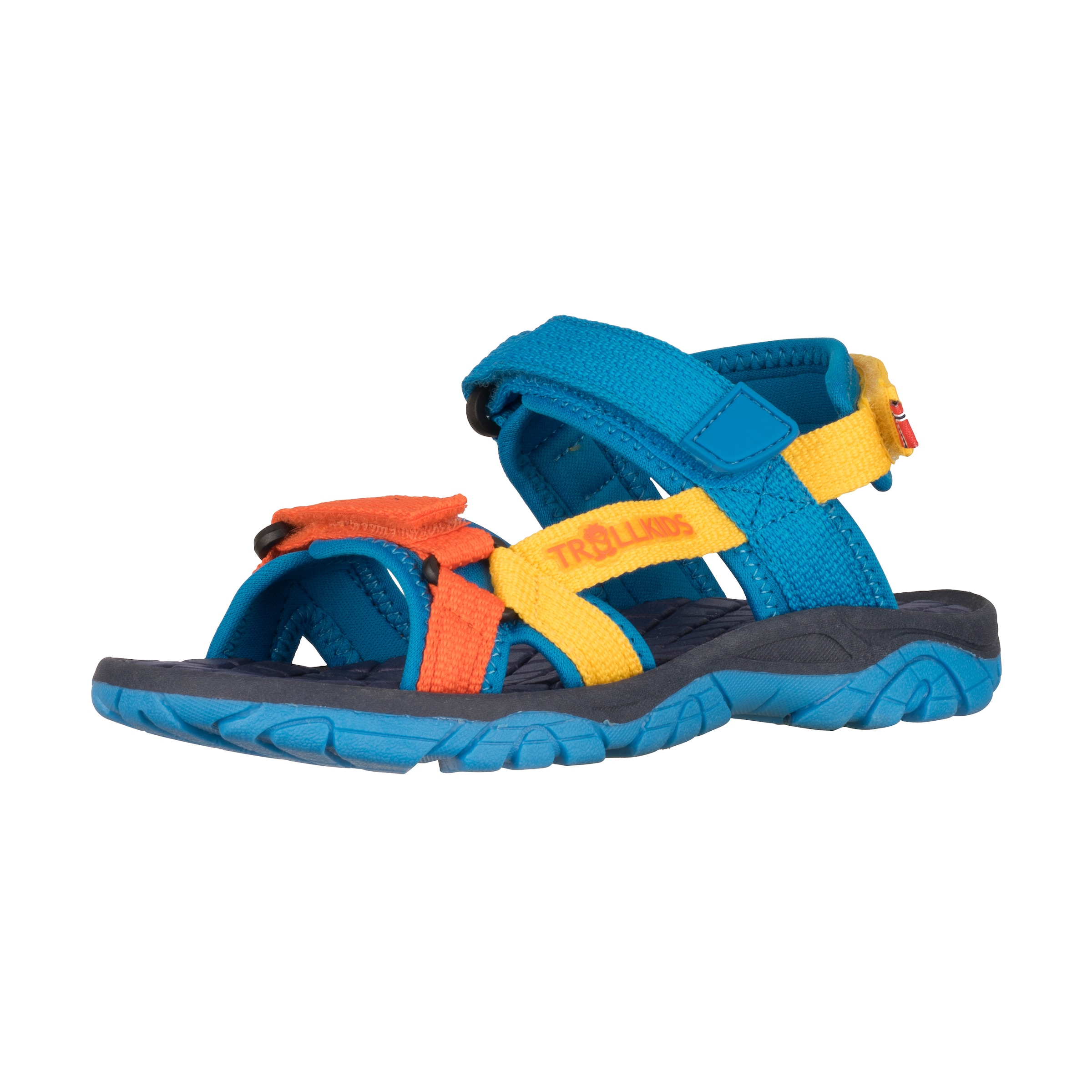 Sandale TROLLKIDS "KIDS OSLOFJORD SANDAL", Mädchen, Gr. 36, dynamic blau, bright orange, gelb, Synthetik, Schuhe Sandale