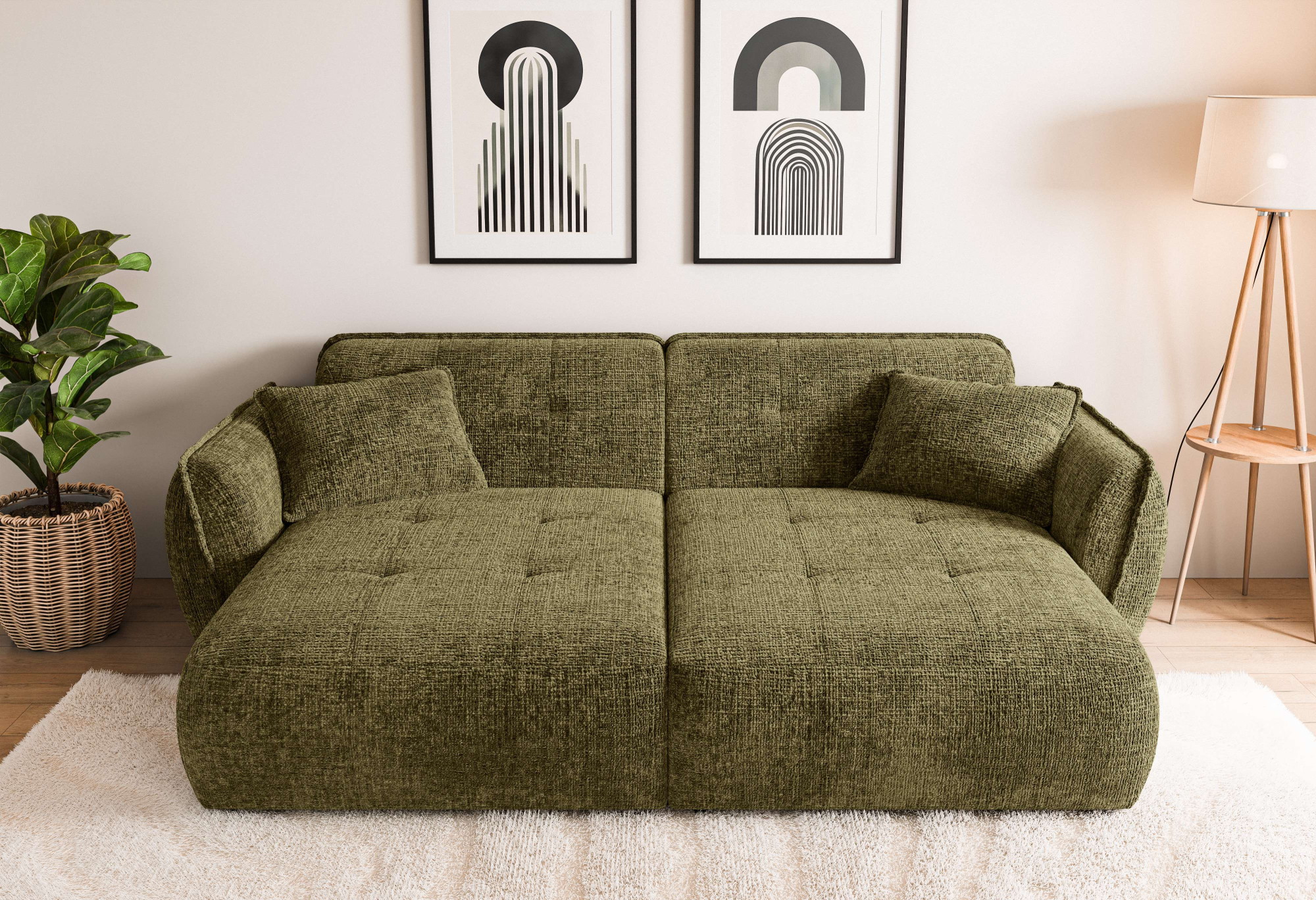 Home affaire Big-Sofa "MIRELDA Design-Sofa mit Steppungen, extra tief, Breite 251 cm" Sitztiefe 123cm, elegant und bequem, 2 Zierkissen, belastbar bis 480kg