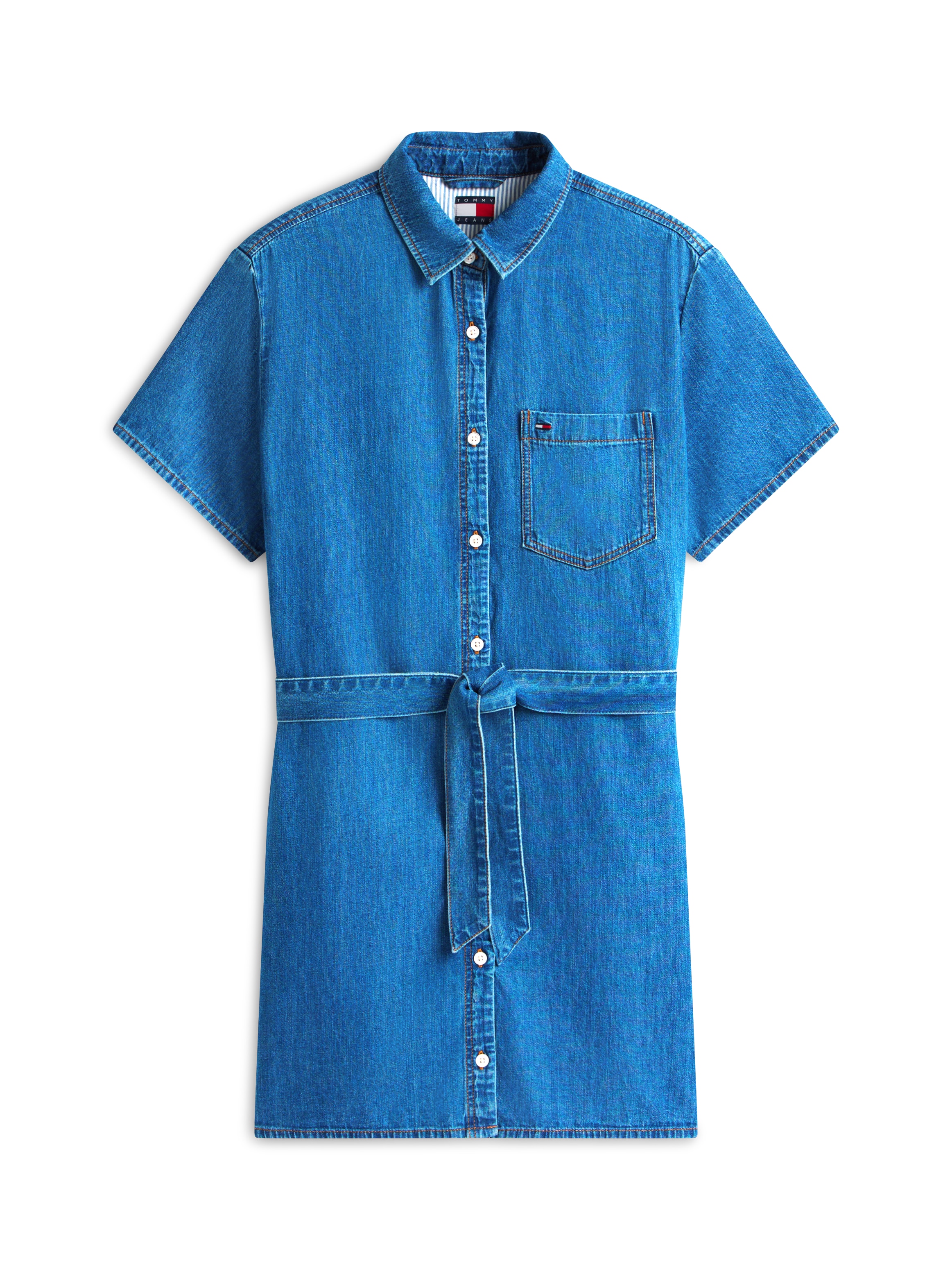 Tommy Jeans Jeanskleid »TJW SHIRT MINI CHAMBRAY DRESS« Brusttasche mit Taillengürtel, Regular Fit