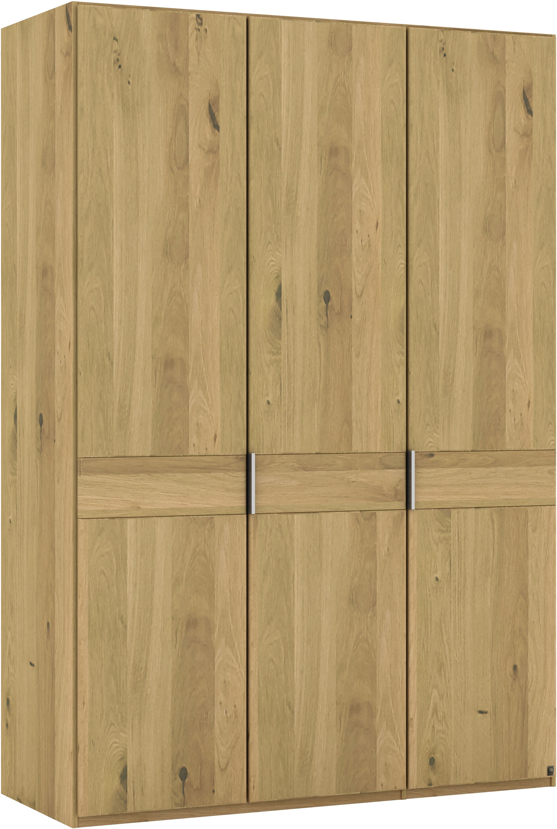 Musterring Drehtürenschrank »Savona, Kleiderschrank, Schrank, Garderobe, teilmassiv Eiche«, (mit Türdämpfern, in 5 Breiten & 2 Höhen, extra Böden, MADE IN GERMANY), Türen in Bianco-Eiche massiv, mit Querriegel, verschiedene Größen