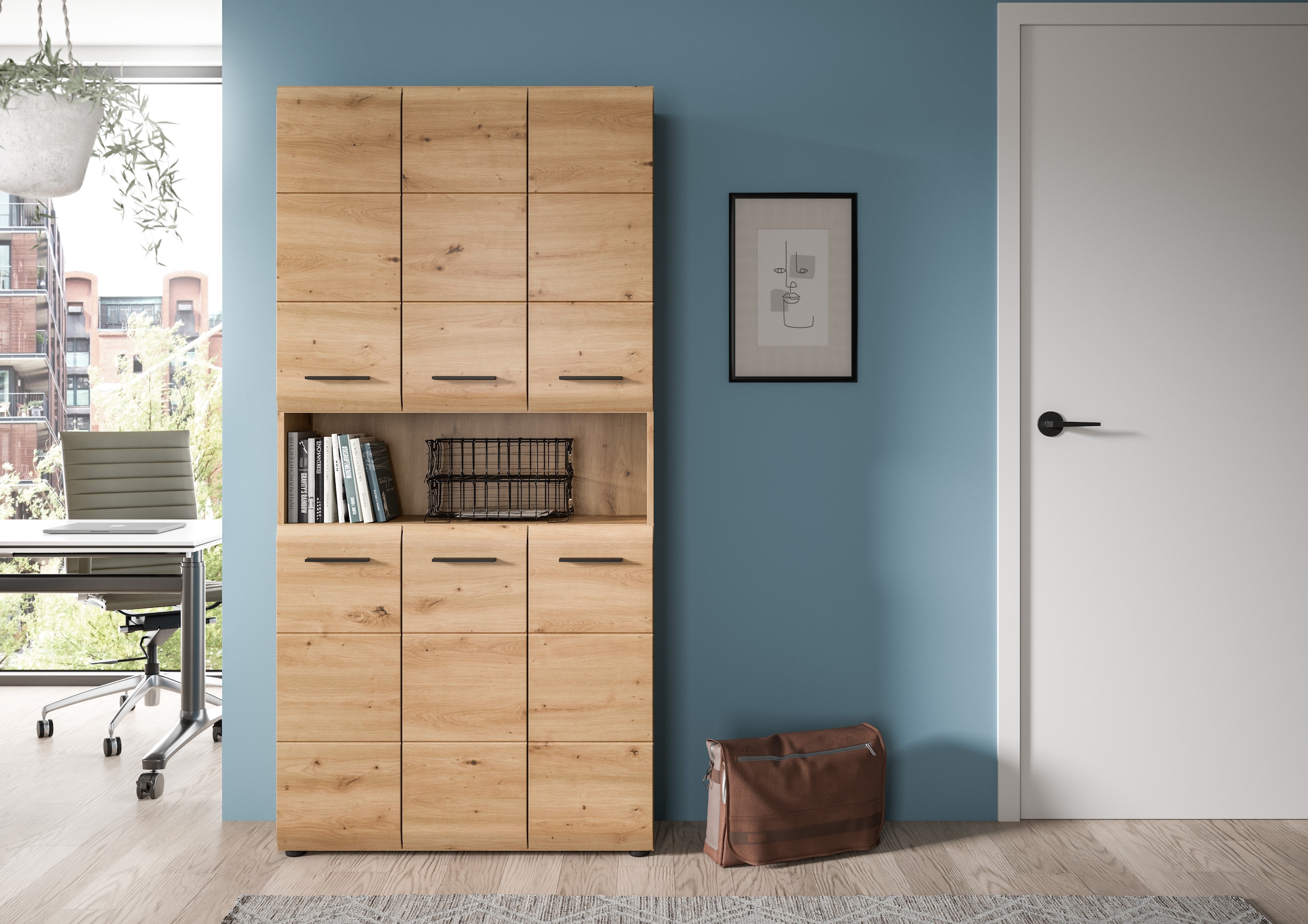 INOSIGN Stauraumschrank, (1 St.), Florenz, Mehrzweckschrank Artisan Oak NB, 185 cm Höhe, Bad