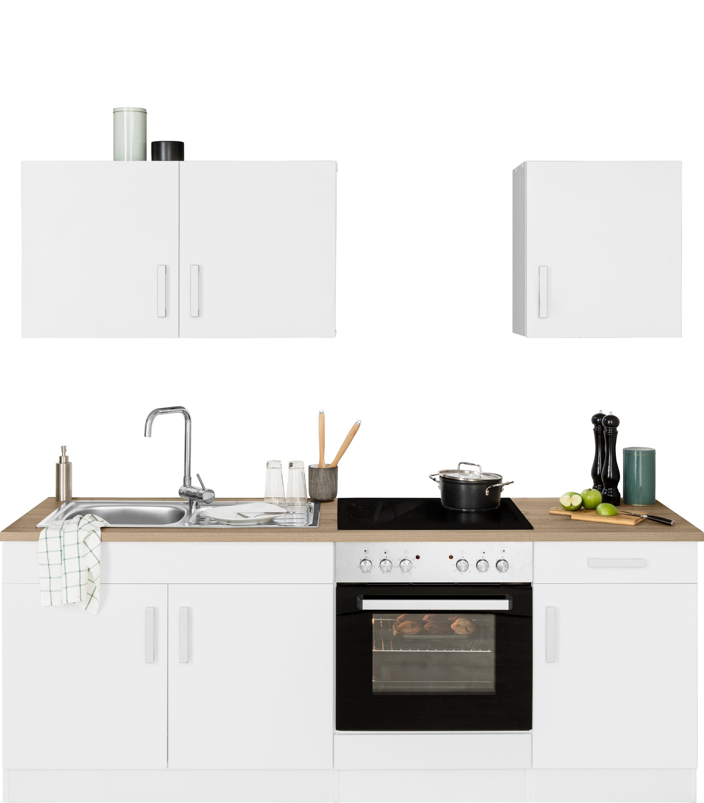 KOCHSTATION "KS-Gera" Breite 210 cm, wahlweise mit E-Gerät Herd-Set, mit Arbeitsplatte