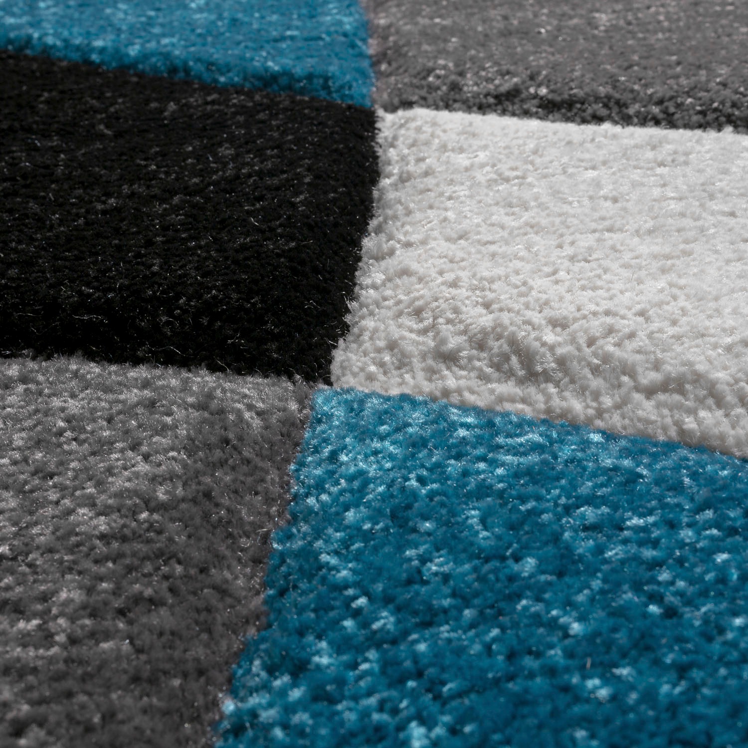 Teppich PACO HOME "Diamond 664", blau (türkis), B:80cm H:15mm L:150cm, Kunstfaser, Teppiche, Teppich, 3D-Design, Kurzflor, 3D-Design, modernes geometrisches Muster 3