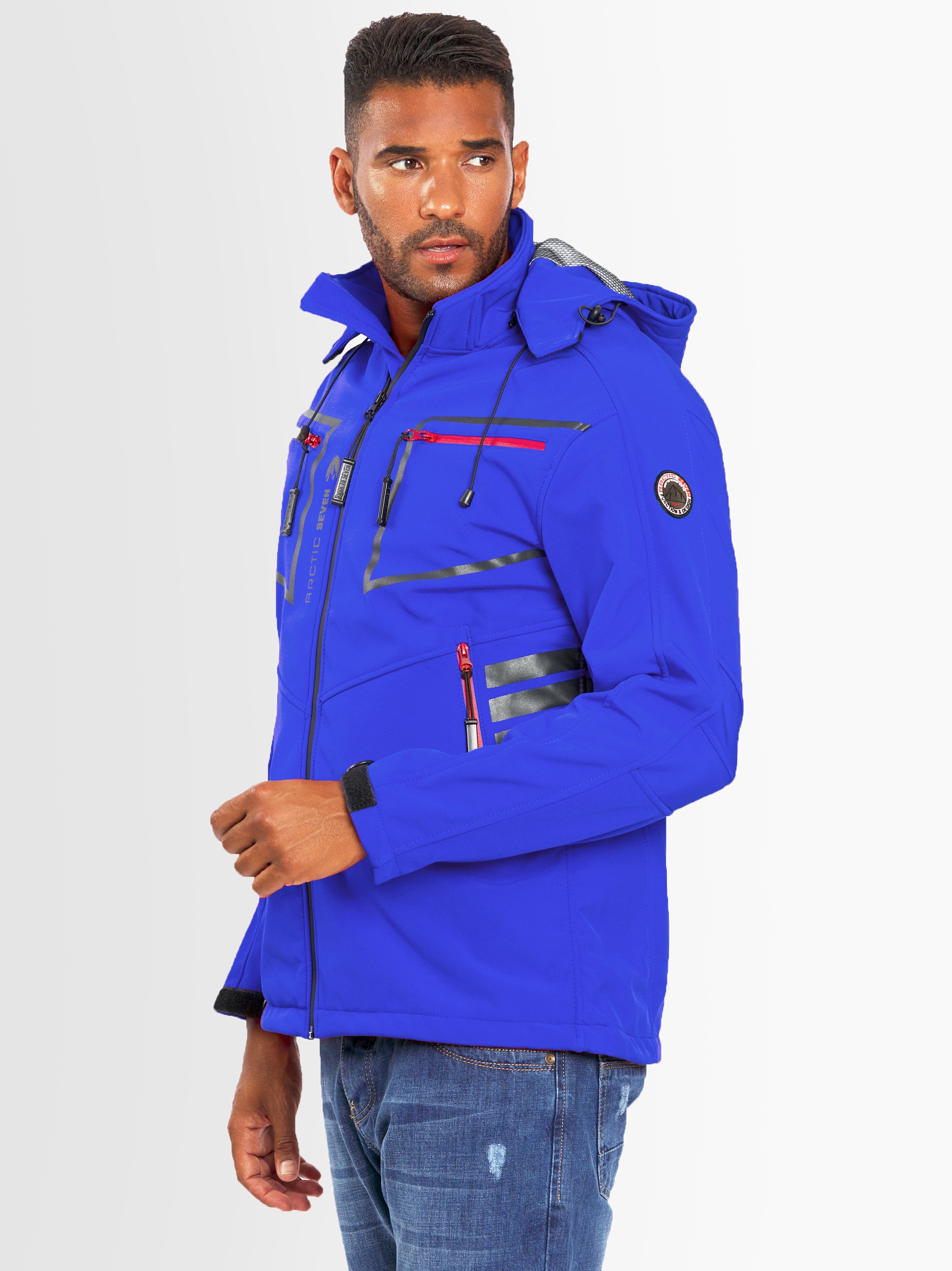 Arctic Seven Softshelljacke »ASPierr«, sportliche Outdoor Funktionsjacke mit abnehmbarer Kapuze