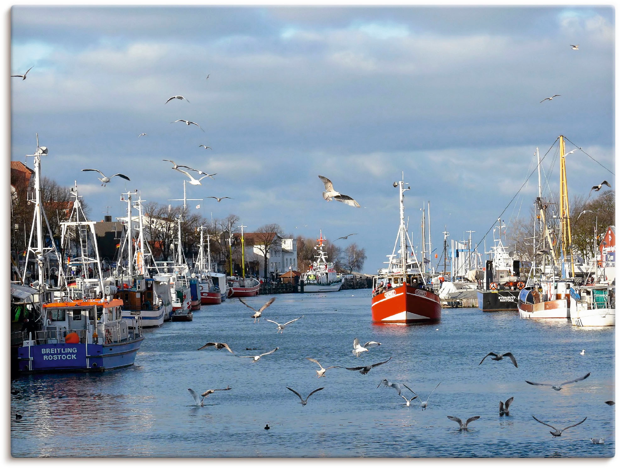 Artland Leinwandbild "Alter Strom in Warnemünde", Boote & Schiffe, (1 St.), auf Keilrahmen gespannt