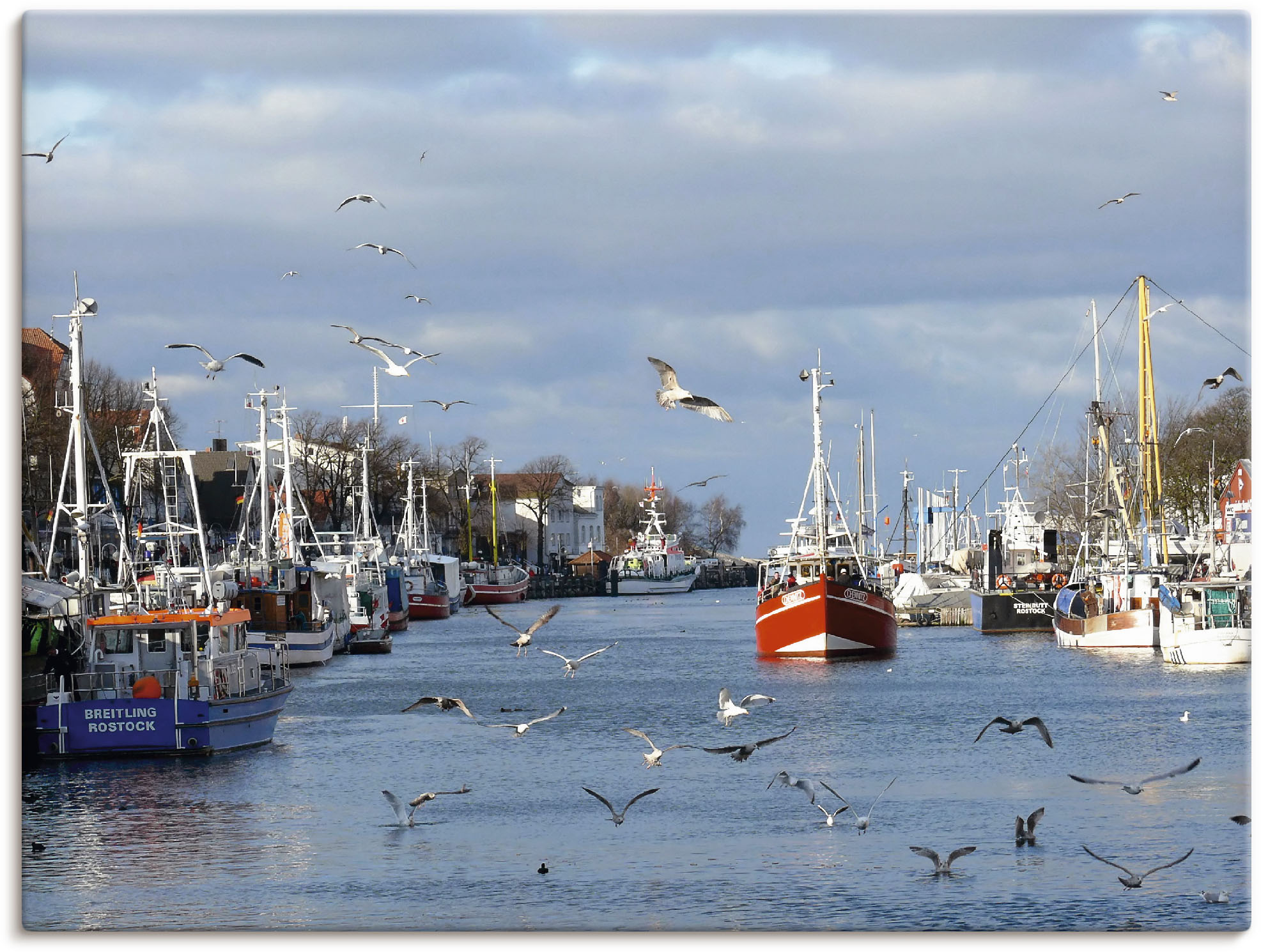 Artland Leinwandbild "Alter Strom in Warnemünde" Boote & Schiffe 1 Stk. tlg. auf Holzrahmen gespannt