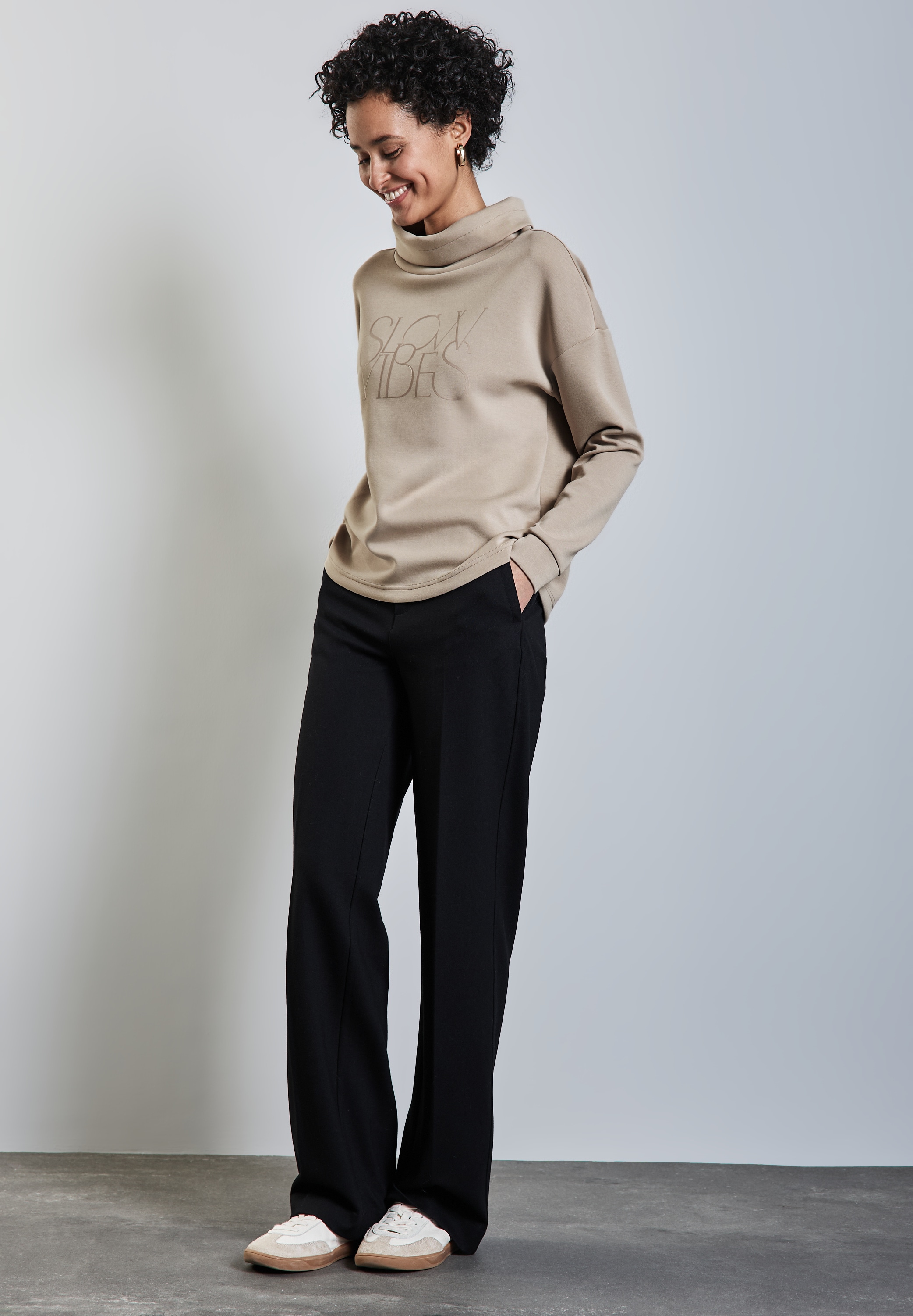 STREET ONE Langarmshirt, aus elastischem Materialmix