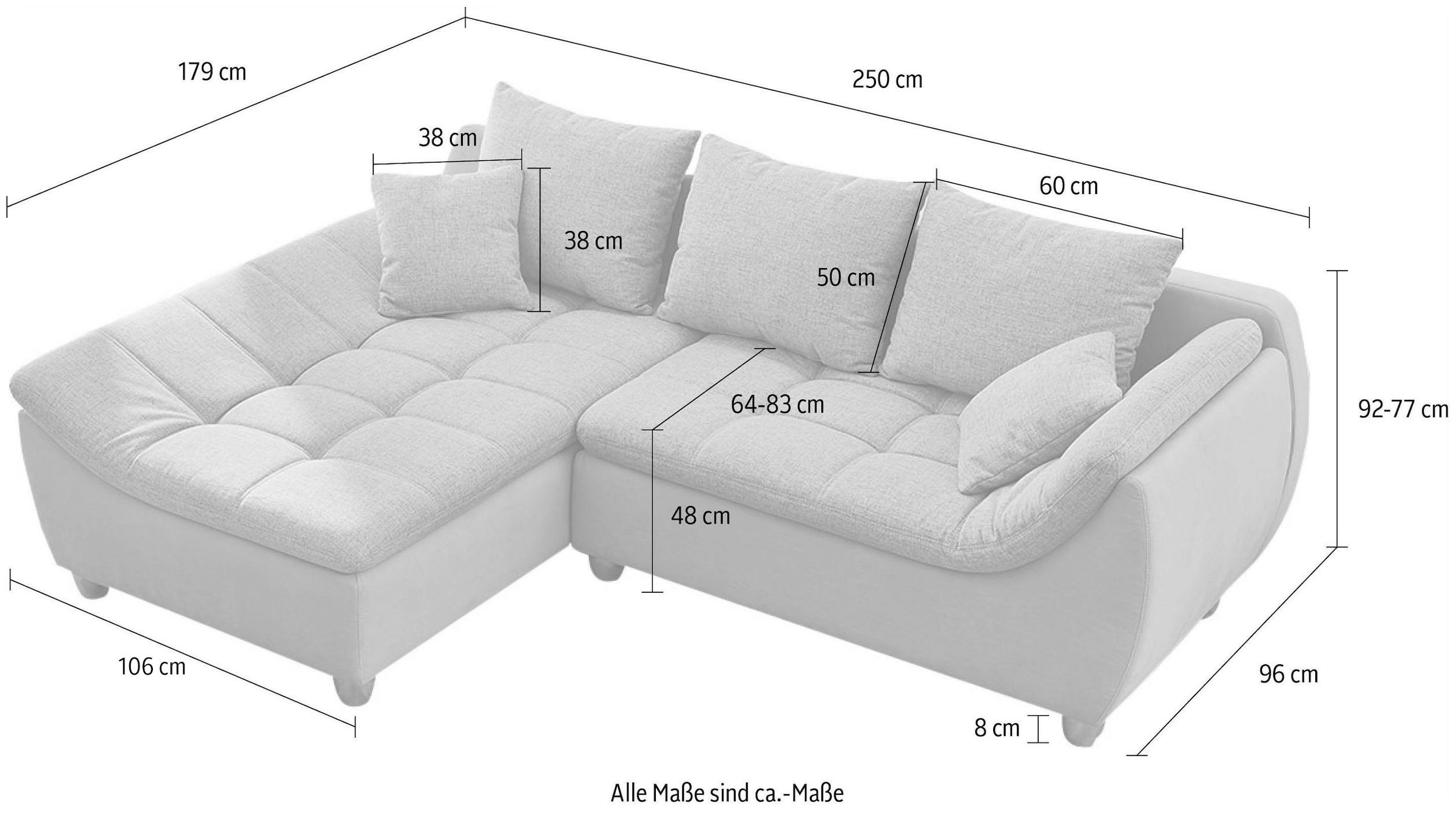 Jockenhöfer Gruppe Ecksofa Genua, incl. 3 loser Rücken- und 2 Zierkissen