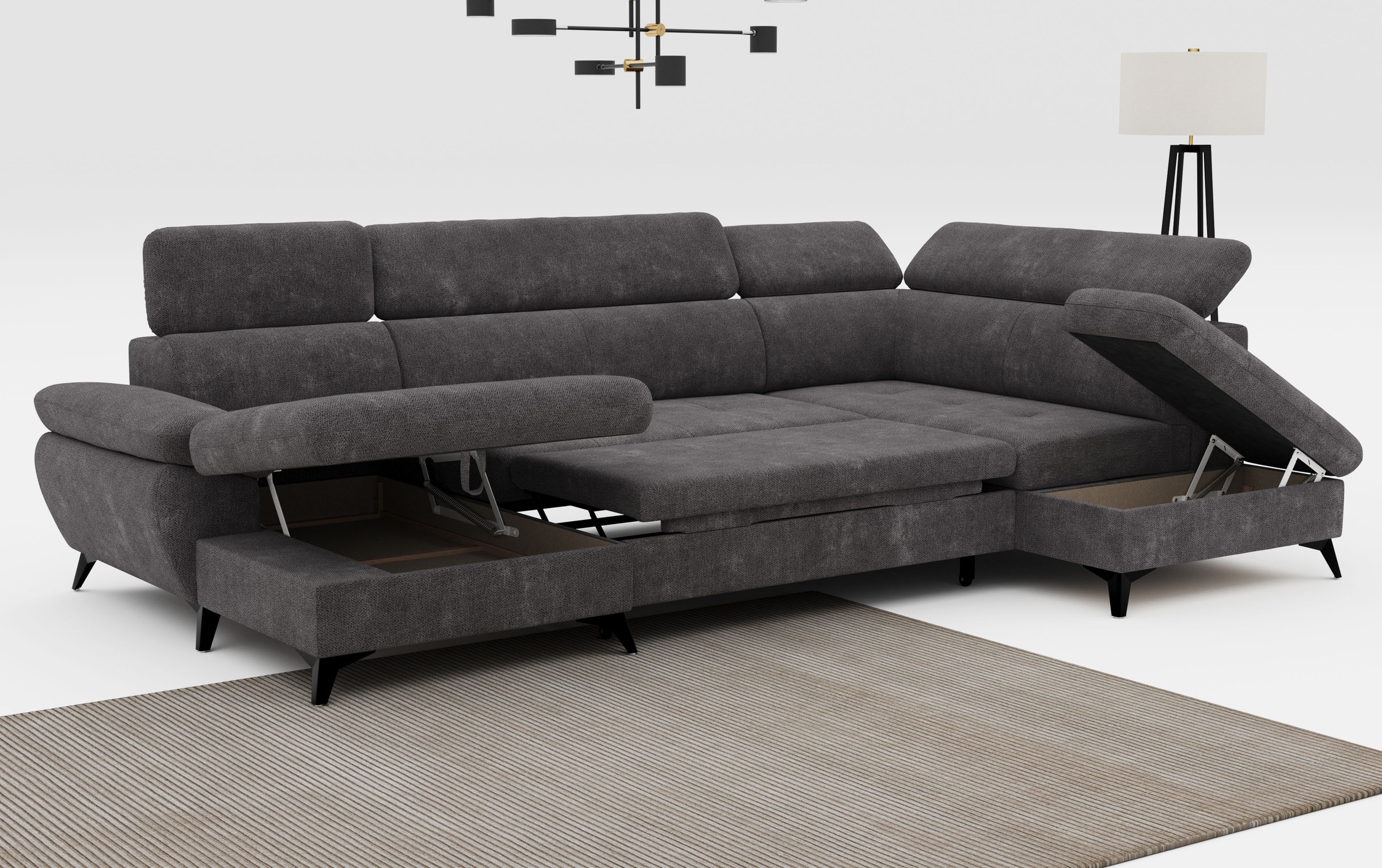 COTTA Wohnlandschaft »Hudson U-Form«, mit Kopfteilverstellung, wahlweise mit Bettfunktion & Bettkasten