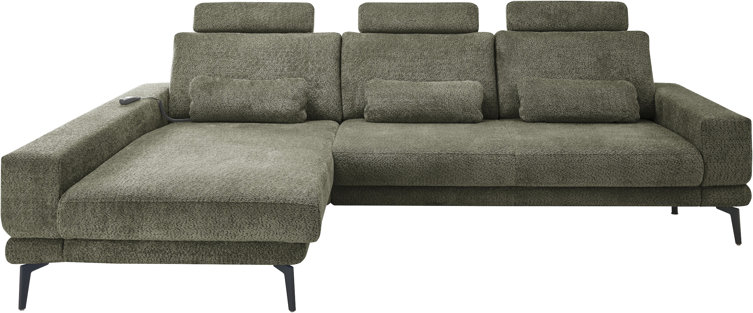 set one by Musterring Ecksofa "SO 3600, inkl motor. Sitztiefenverstellung, Kopfstützen, Nierenkissen" Sitzhöhe 44 cm, Kaltschaum, Breite 293 x Tiefe 180 cm, Kama olive