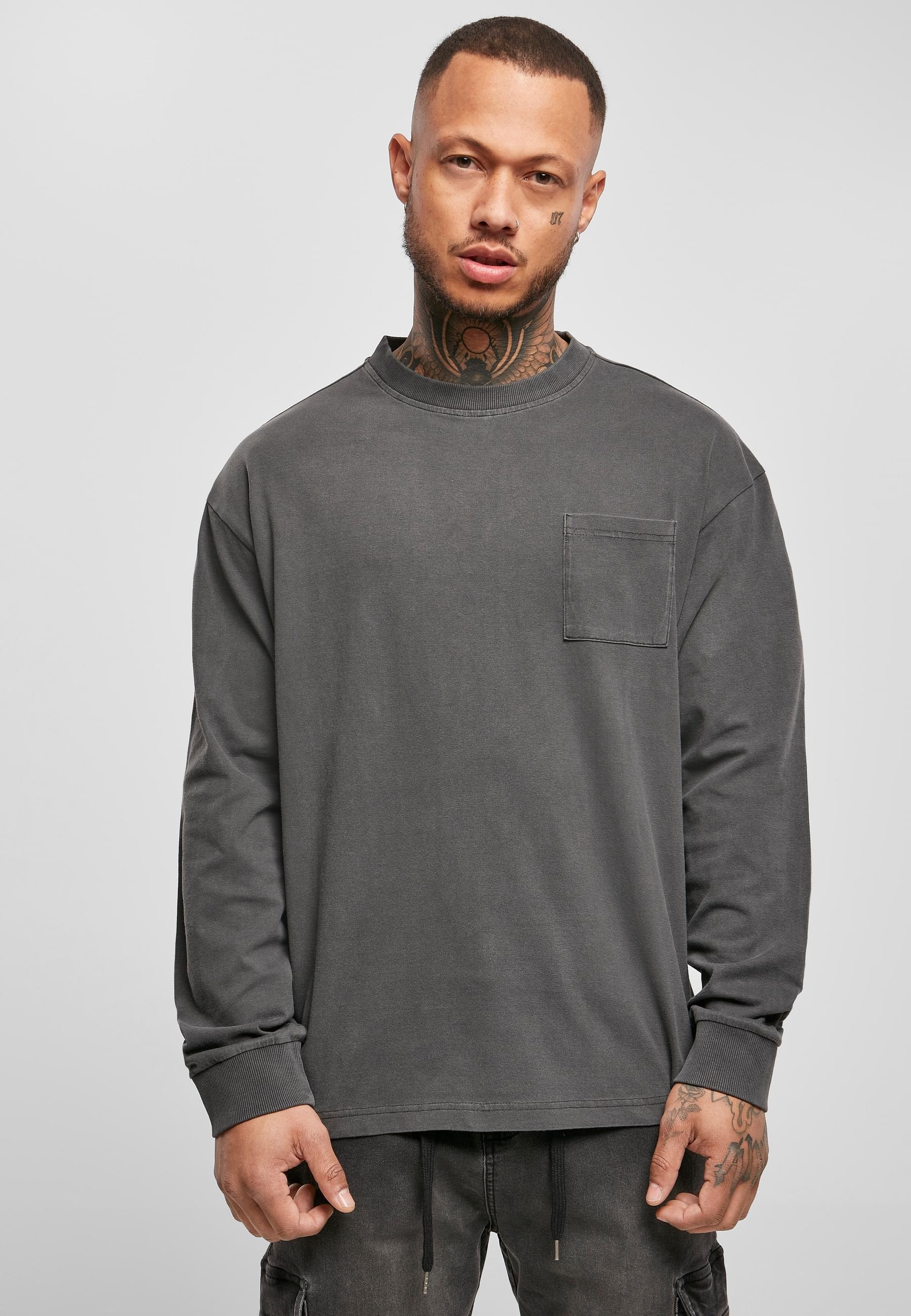 URBAN CLASSICS Longsleeve »Urban Classics Herren Pigment Dyed Pocket Longsleeve«, (1 tlg.)