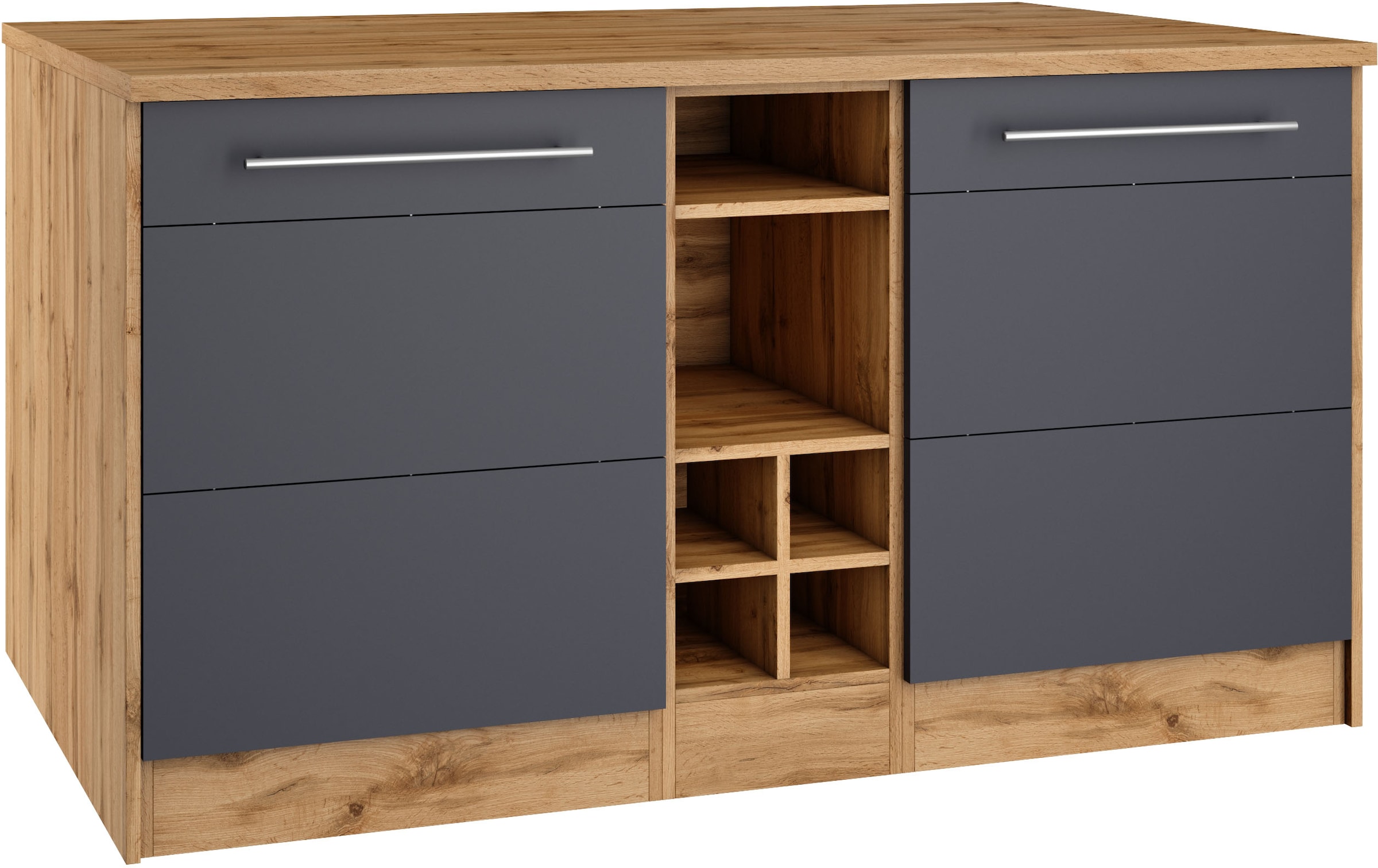 HELD MÖBEL Kücheninsel "Wien", Breite 153 cm, MDF-Fronten, Flaschenregal günstig online kaufen