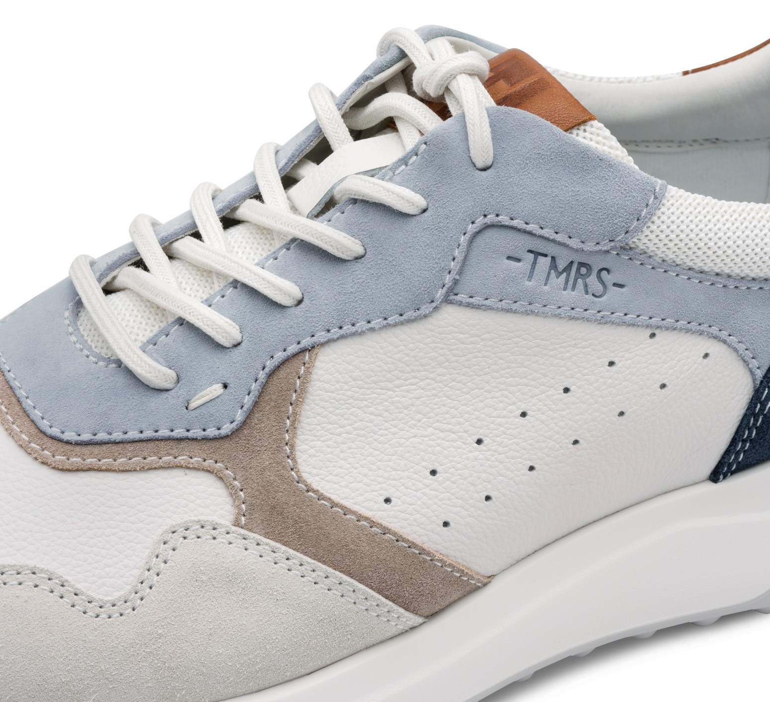 Sneaker TAMARIS, Herren, Gr. 40, weiß kombiniert, Leder, Textil, Schuhe Sneaker, Freizeitschuh, Halbschuh, Schnürschuh mit Lochmuster, für Herren 2