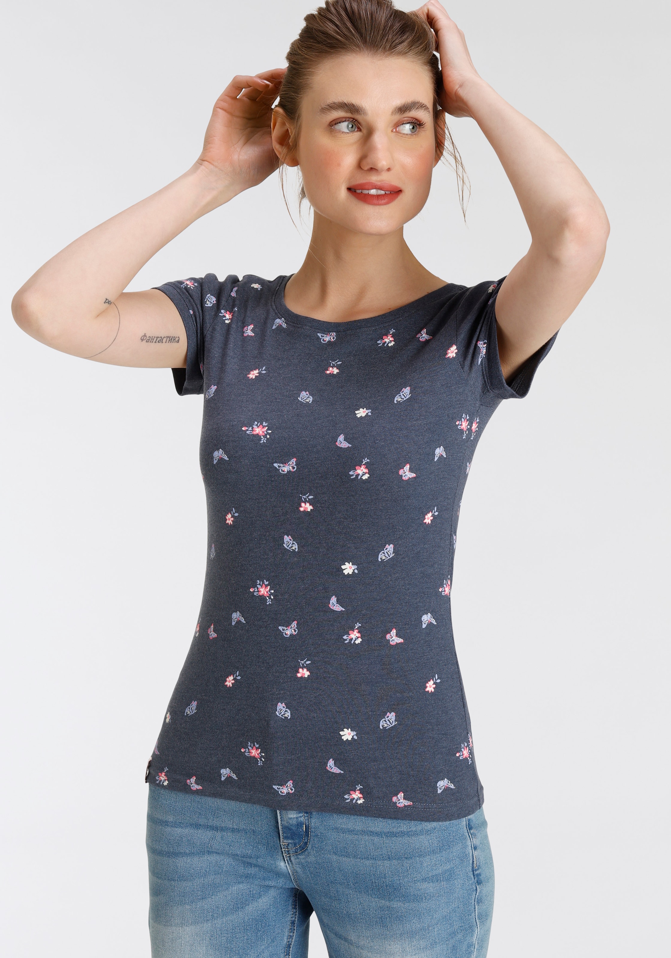 KangaROOS T-Shirt, mit süßem Schmetterling & Blumen - Alloverdruck - NEUE  KOLLEKTION online bestellen | BAUR
