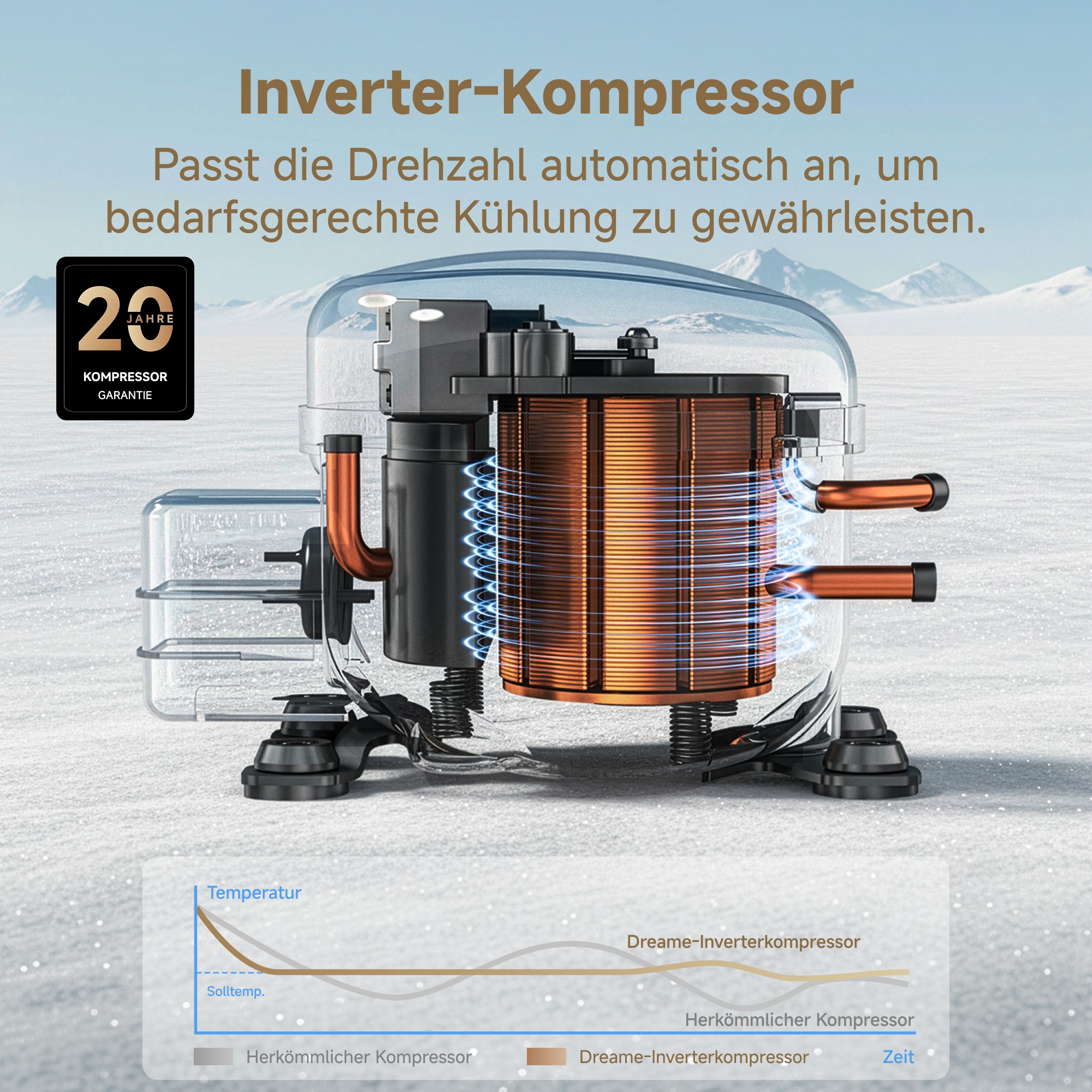 Dreame Kühl-/Gefrierkombination »DRB400WMBDEU« 185 cm hoch 59,5 cm breit Viel Platz, Leise, Modernes Design