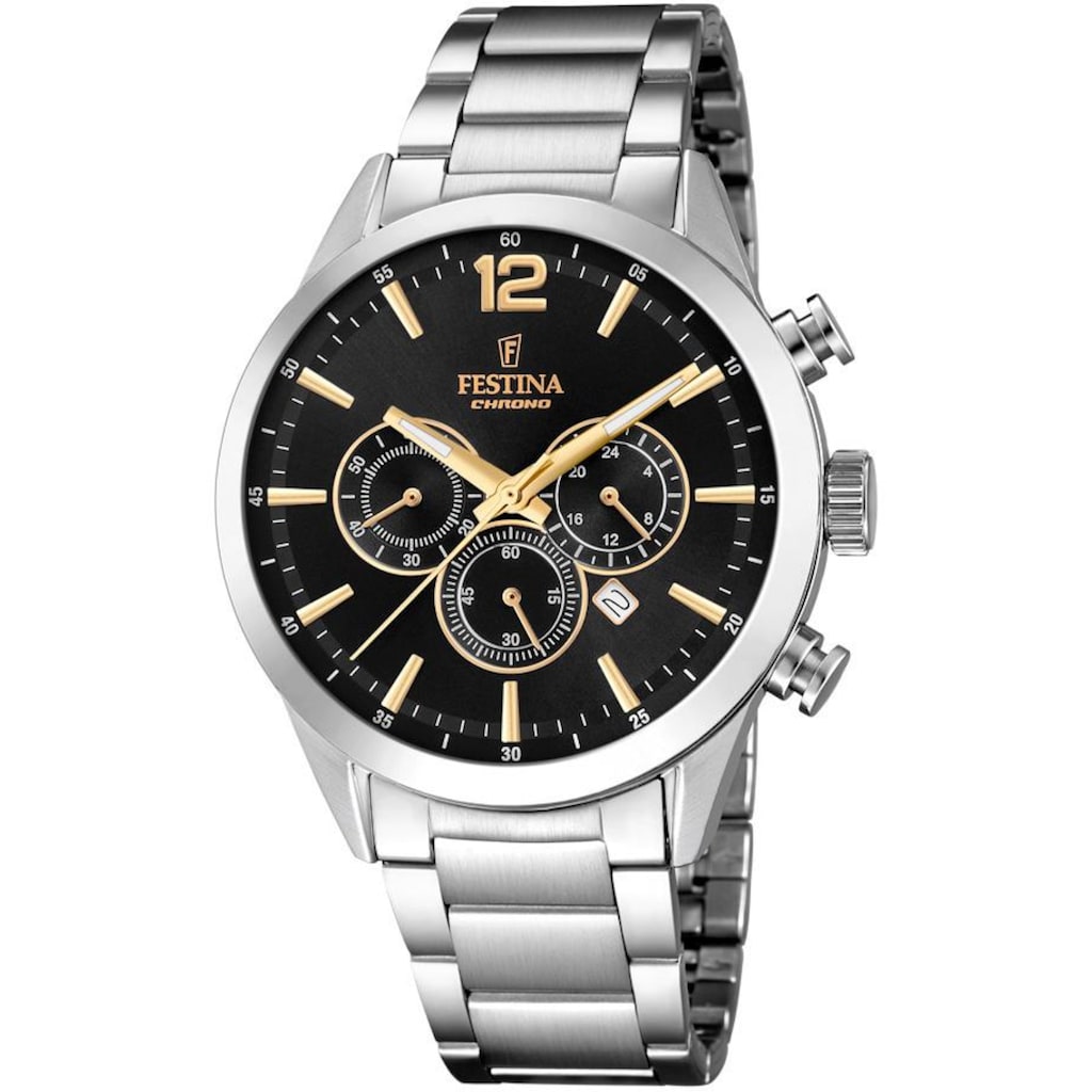 Festina Chronograph »Timeless Chronograph, F20343/4«, Armbanduhr, Quarzuhr, Herrenuhr, Stoppfunktion, dezentrale Sekunde