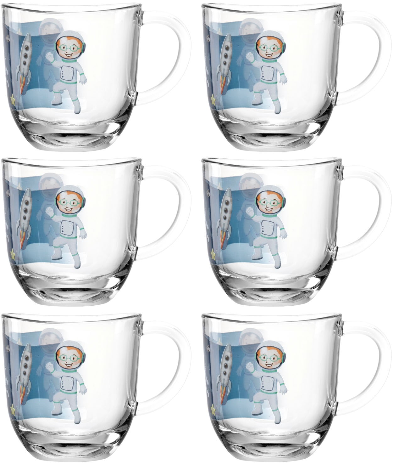 Tasse »Weltall BAMBINI AVVENTURA«, (Set, 6 tlg.), 280 ml, 6-teilig