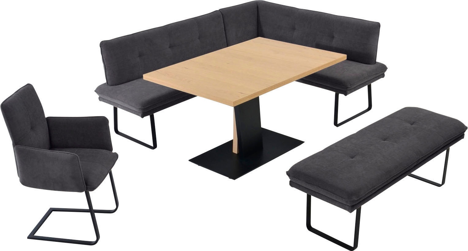 K+W Komfort & Wohnen "Giacomo III" 4 Stk. tlg. wahlweise links oder rechts langer Schenkel 207cm, Freischwingersessel