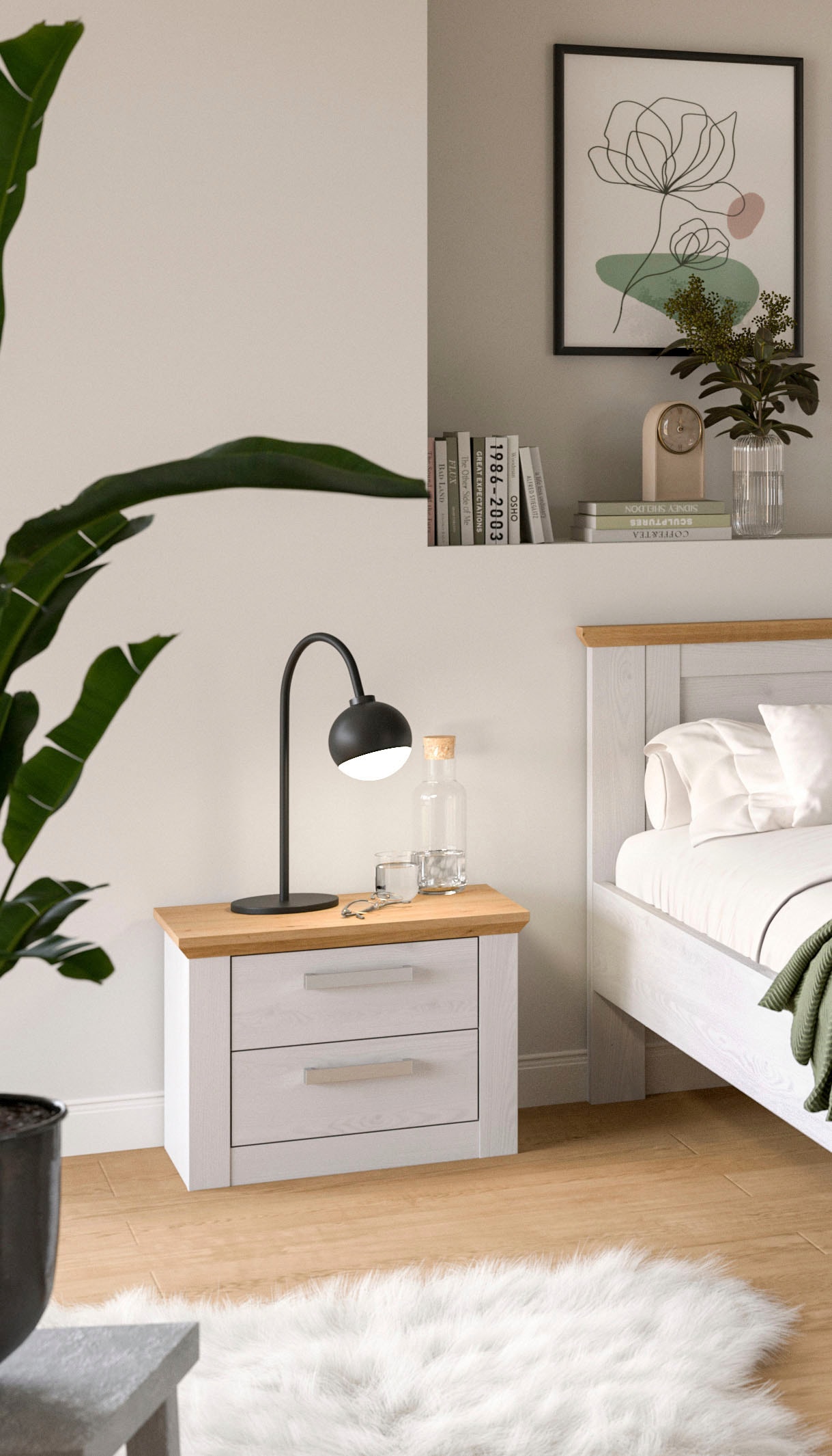 Home affaire Nachtschrank »COSENZA,TOPSELLER!, 2er Set, Breite je 54cm, in Landhausoptik« 2er Set, inklusive je 2 Schubkästen mit Vollauszug,  Nachtkommode, Nachtische, Kommode, Nako, Beistelltisch