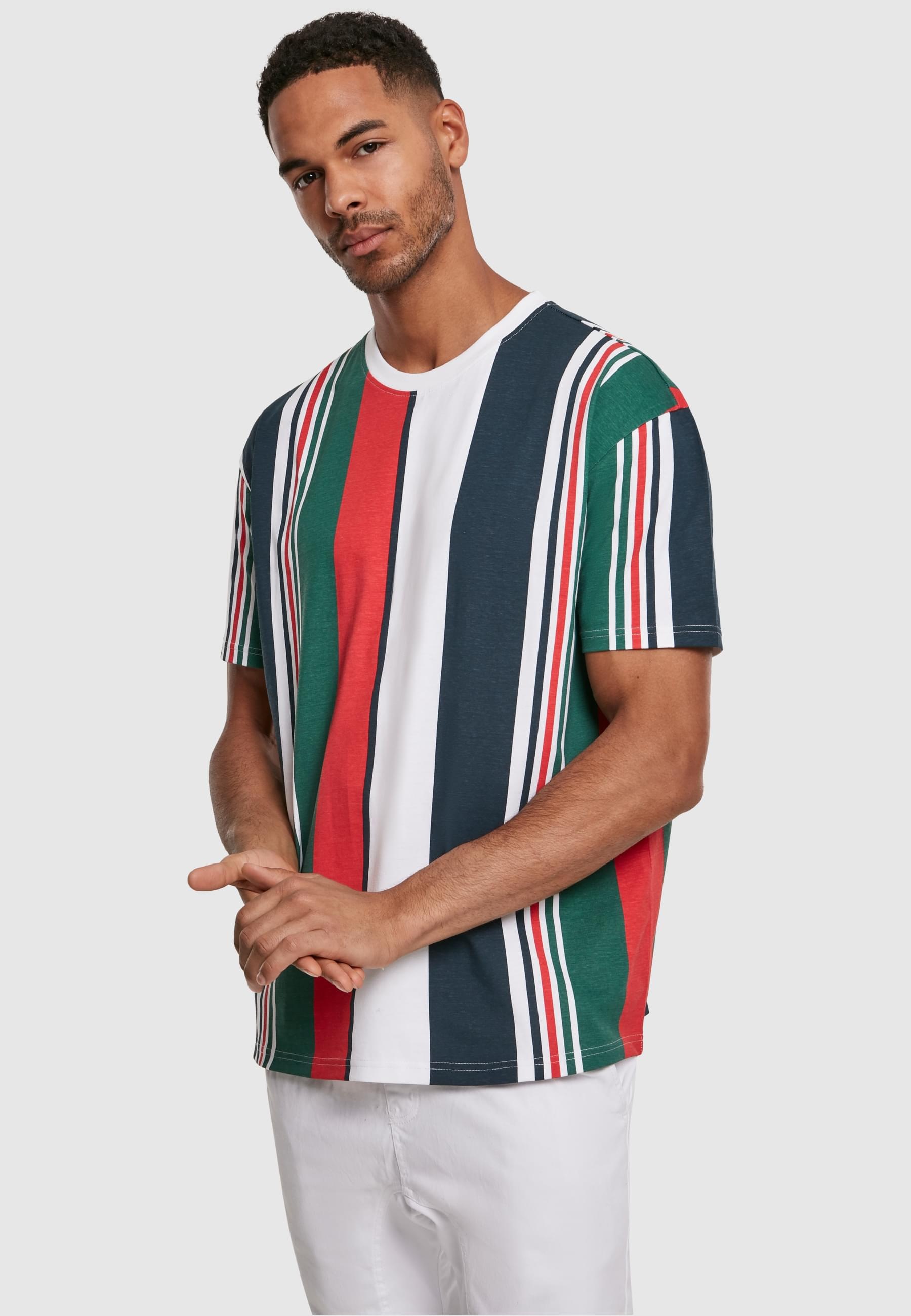URBAN CLASSICS T-Shirt »Urban Classics Herren Heavy Oversized Big AOP Stripe Tee«, (1 tlg.)