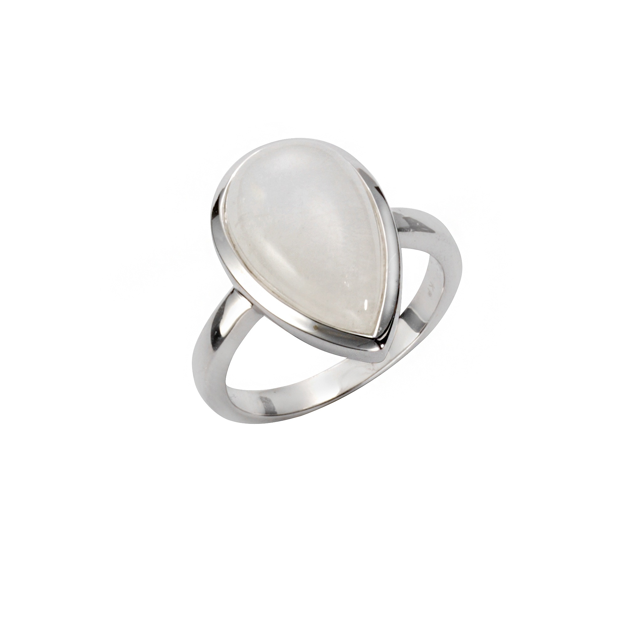 Fingerring JAMELLI "Silber 925 rhodiniert mit echtem Rainbow Mondstein 17x10,5mm" Gr. 19, weiß, Fingerringe, Damen, 060 (19,1), 7,45, Silber 925 (Sterlingsilber), Fingerring
