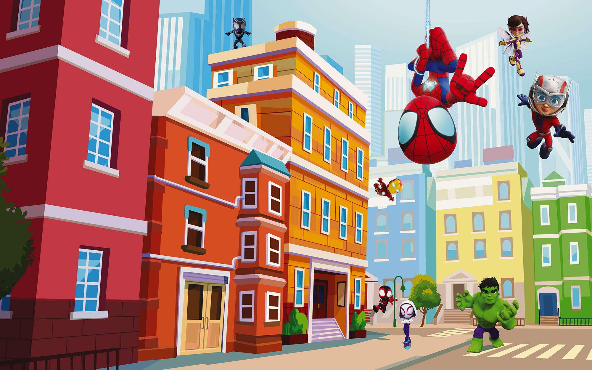 Komar Kindertapete "Marvel Spidey and His Amazing Friends City" bedruckt gl günstig online kaufen
