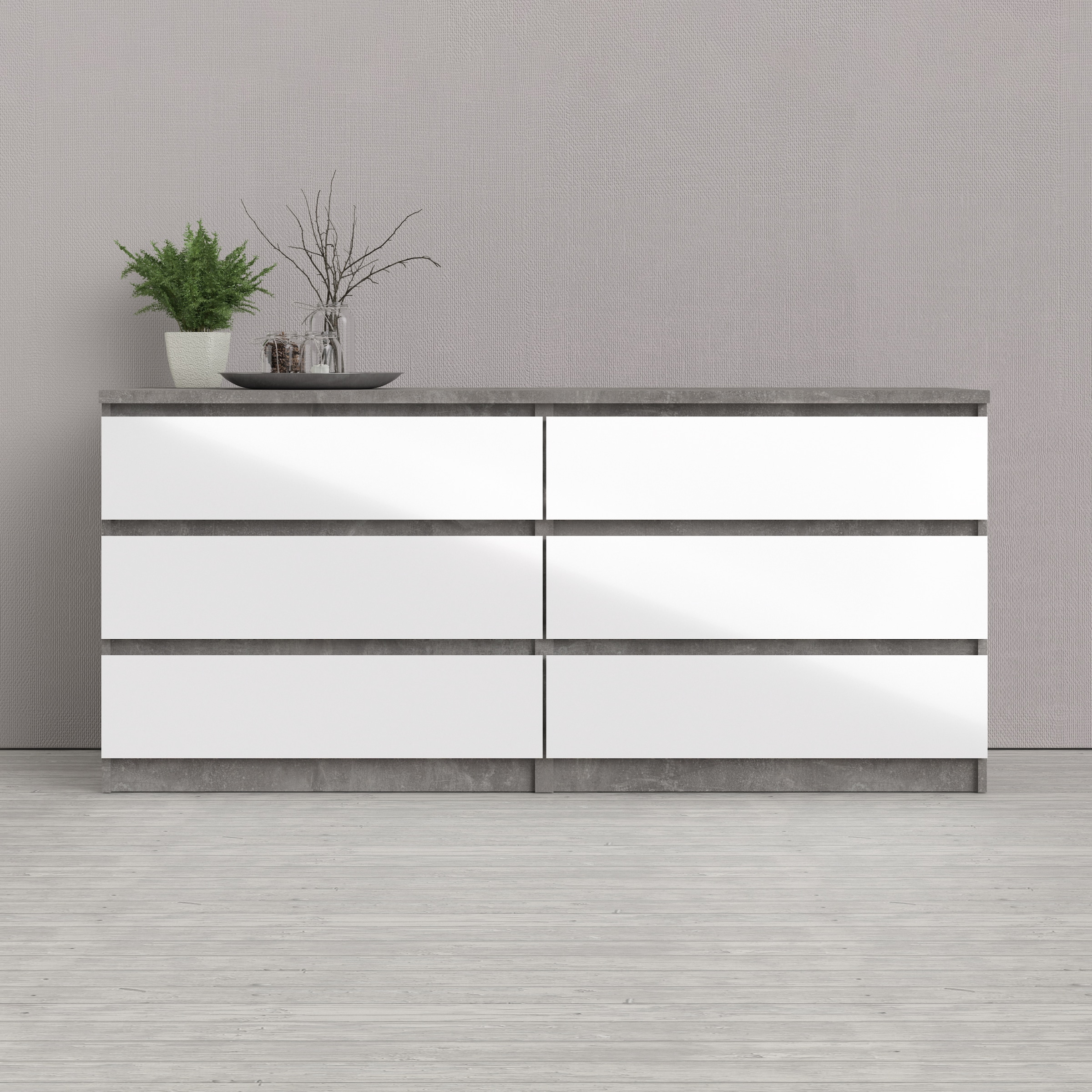 INOSIGN Kommode "Naia, Aufbewahrung, 6 Schubladen, Hochglanz-Optik, grifflo günstig online kaufen