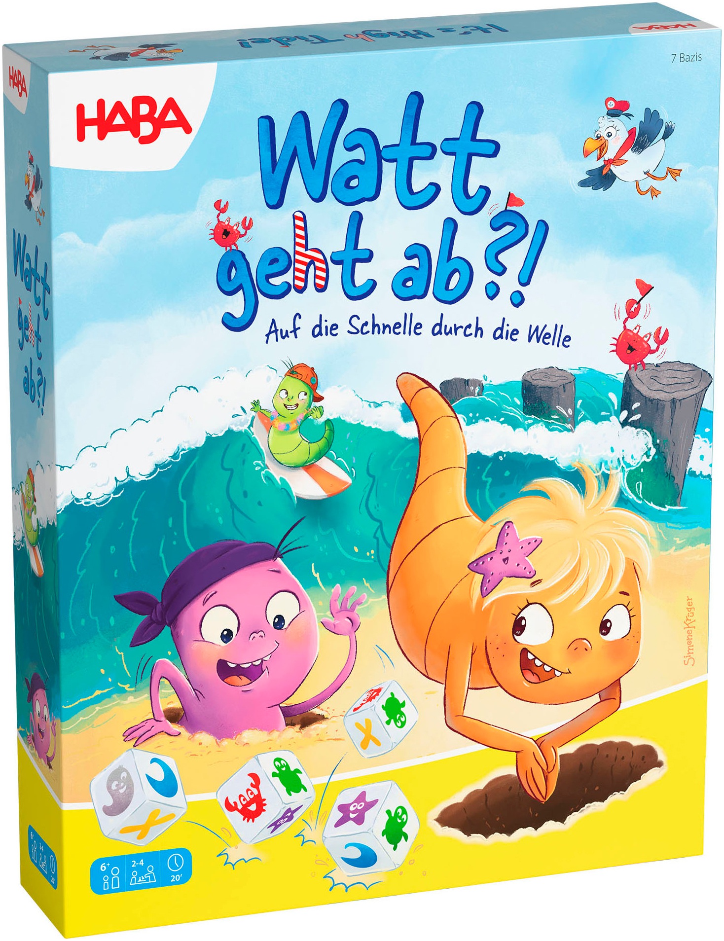 HABA Kinder Spiel "Watt geht ab?"bunt, Holz, Papier, Pappe, Spiele