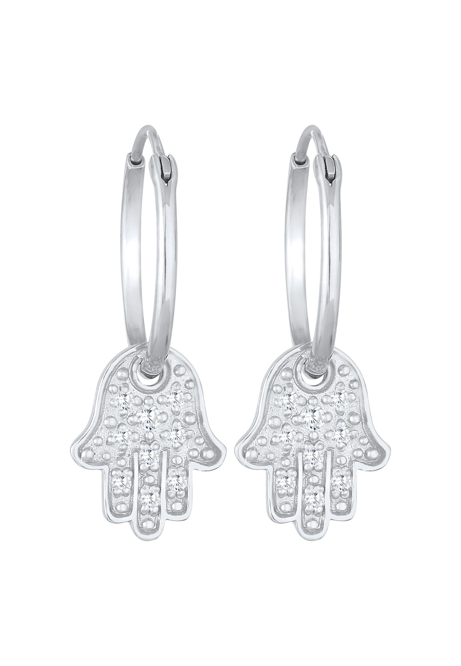 Elli Paar Creolen »Creolen Anhänger Hamsa Hand Zirkonia 925 Silber«