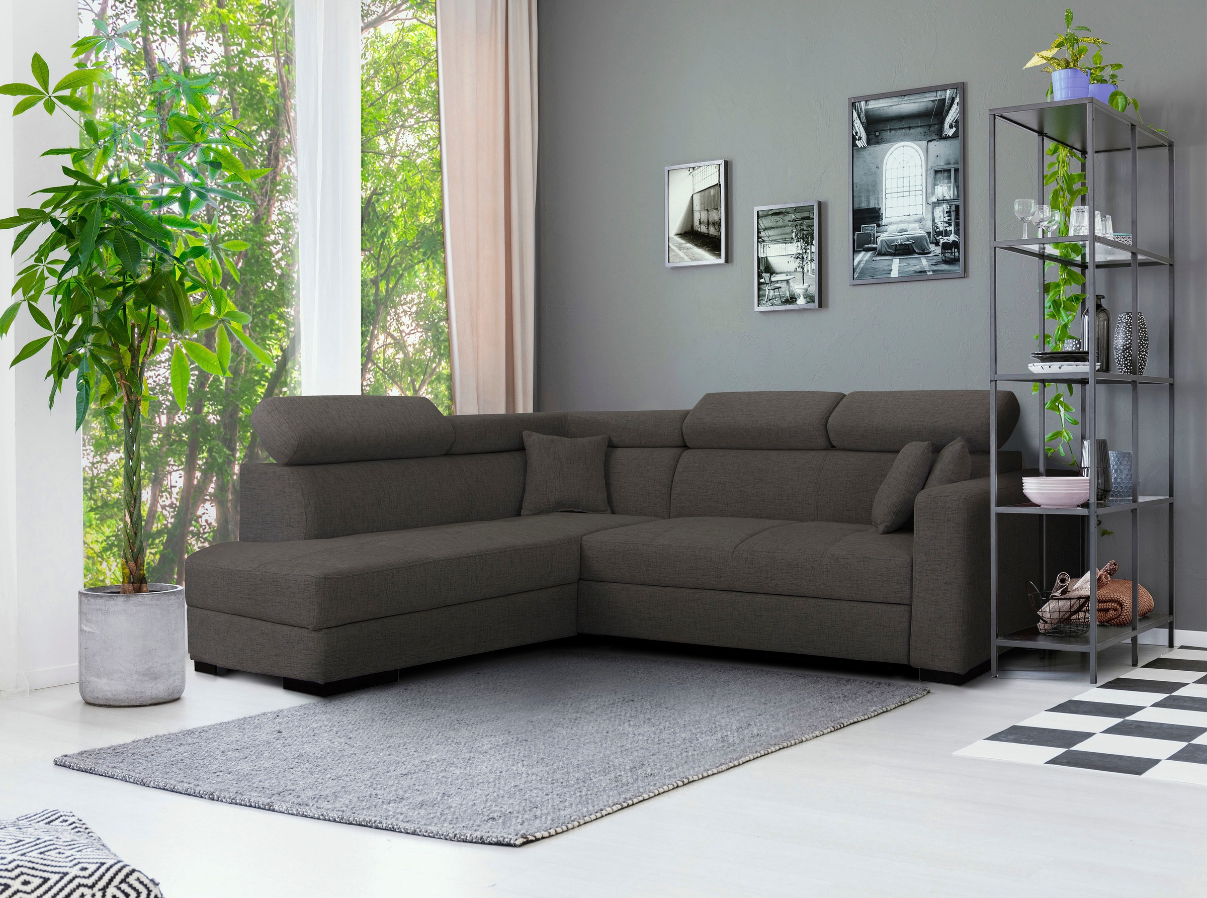 Home affaire Ecksofa »Tulio L-Form«, wahlweise mit Bettfunktion und Bettkasten, incl. 3 Zierkissen