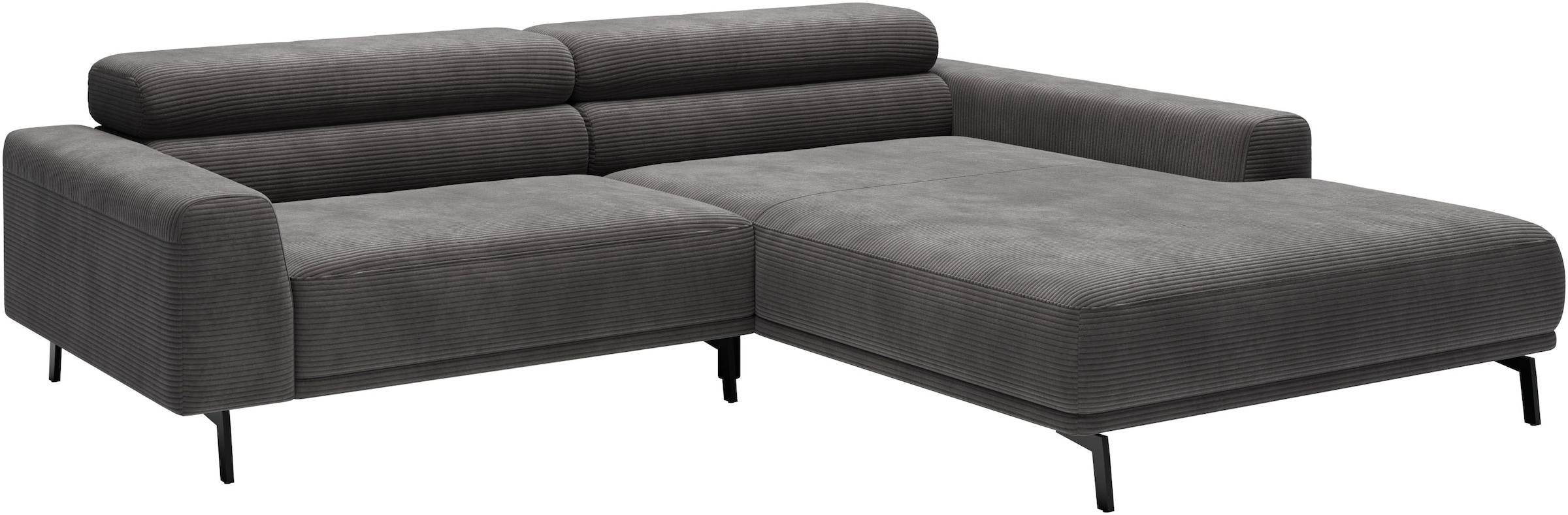 SCHÖNER WOHNEN-Kollektion Ecksofa »Tossa, Modernes Design trifft smarte Funktione, Breite 258 cm« Motorischer Sitzvorzug, Kopfteil-Funktion & Saugroboter-Höhe