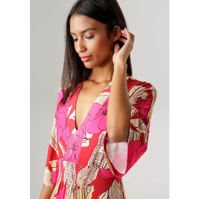 Aniston SELECTED Sommerkleid, mit großflächigem Blüten- und Blätterdruck - NEUE  KOLLEKTION online kaufen | BAUR