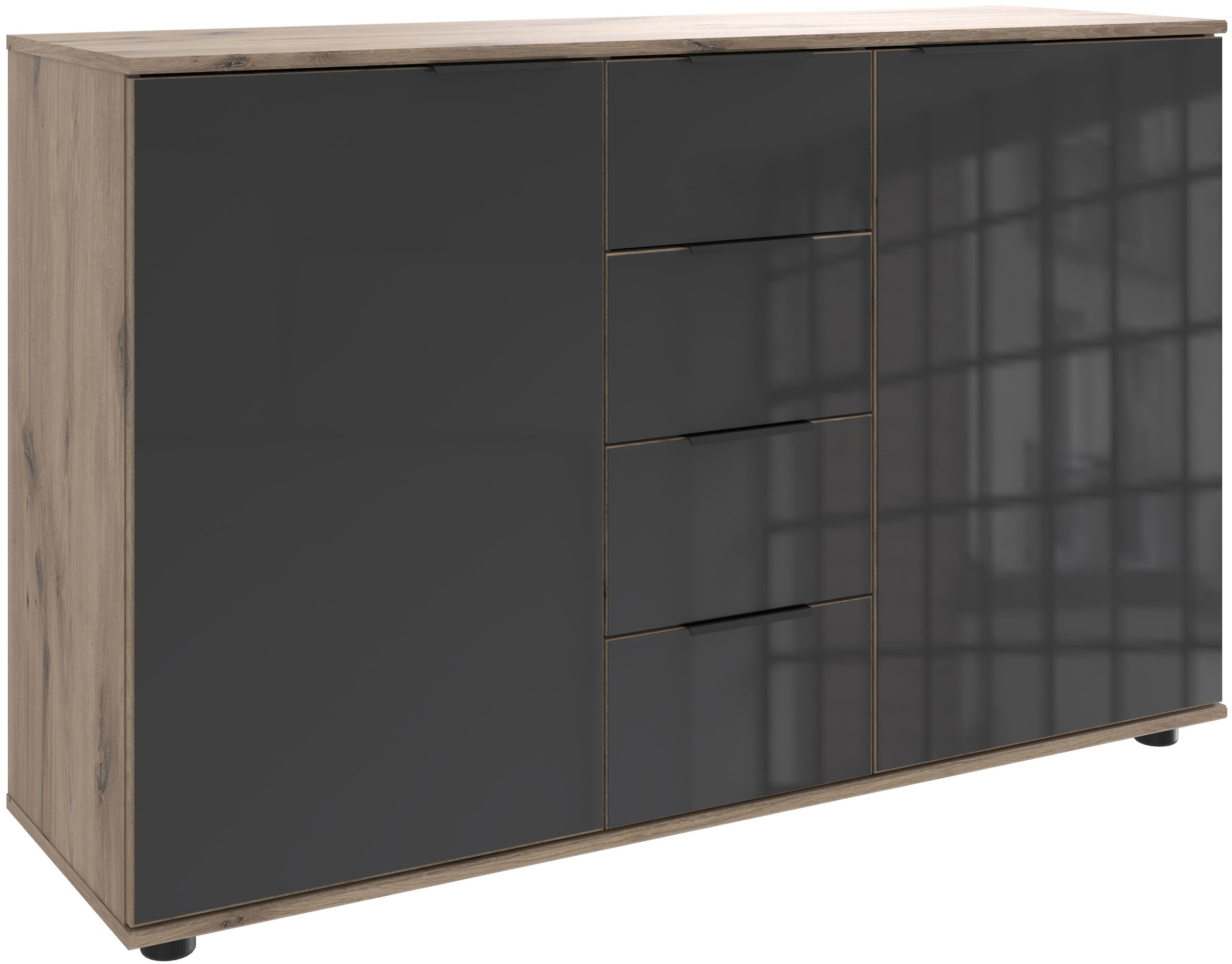 Wimex Kombikommode "Leonberg, Sideboard 2trg mit 4 Schubladen", mit Glasfro günstig online kaufen