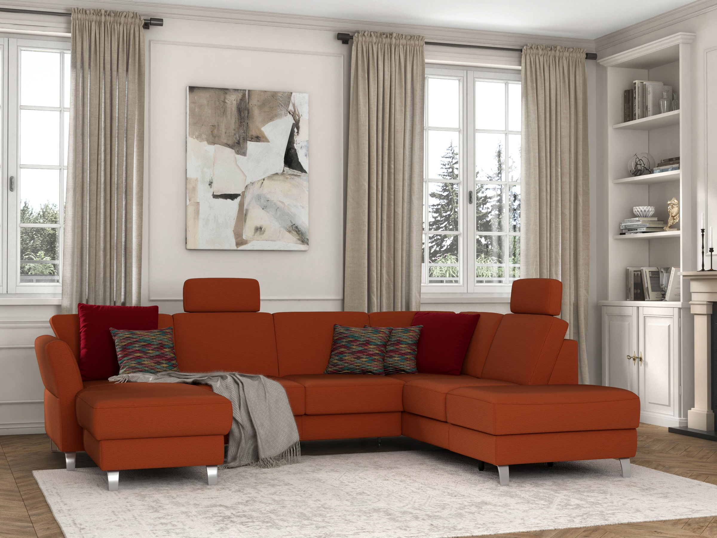 sit&more Wohnlandschaft »Visby U-Form«, Wahlweise mit Bettfunktion und Stauraum, frei im Raum stellbar