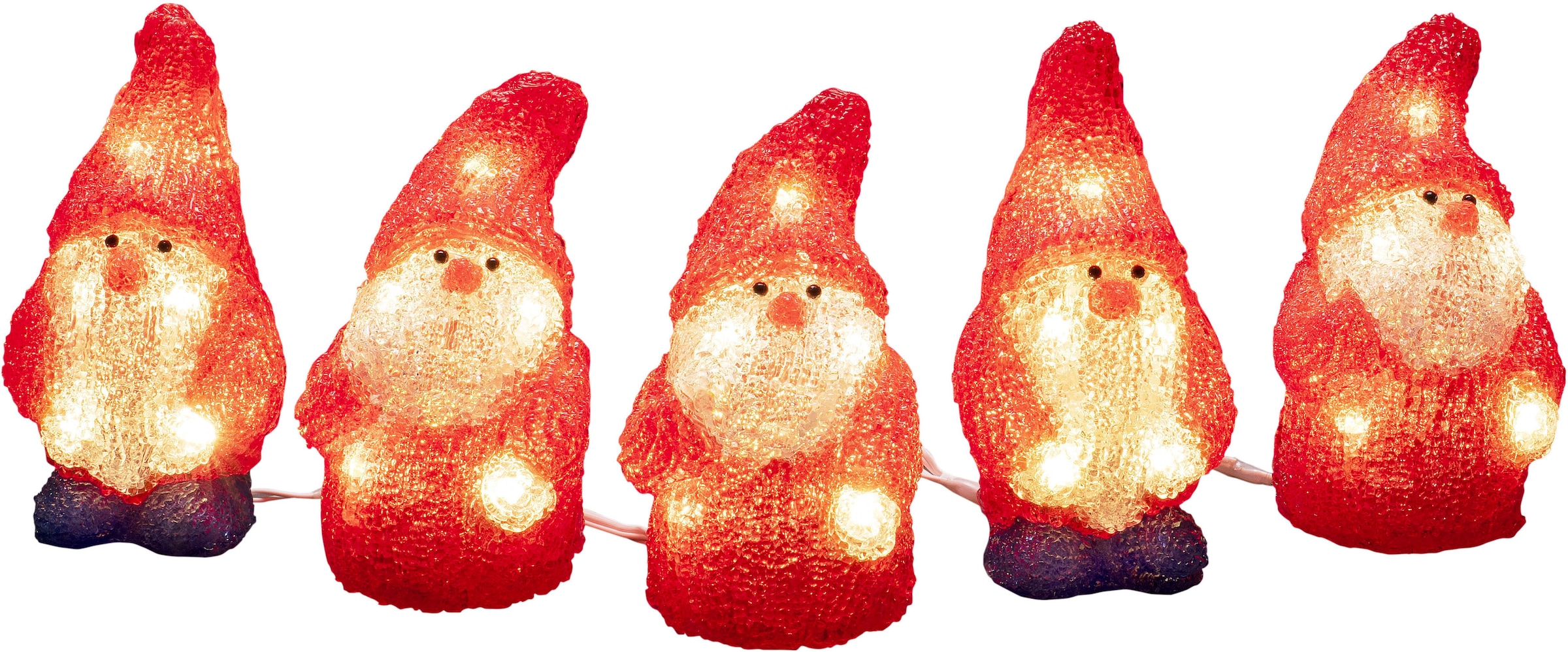 LED Dekofigur »LED Acryl Weihnachtsmann, 5er-Set, 40 warm weiße Dioden«, 40 flammig