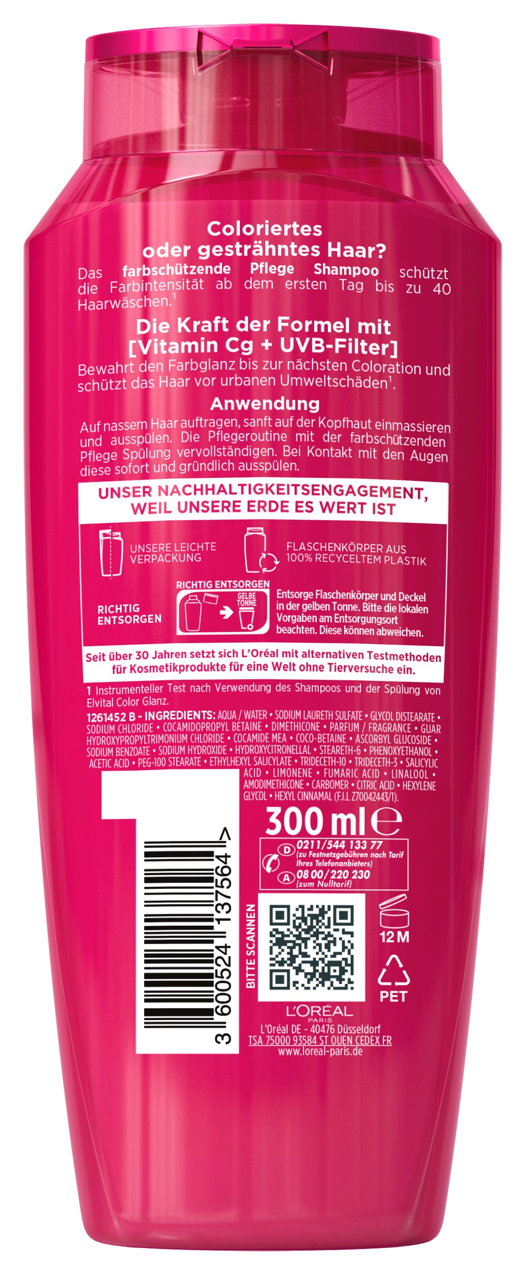 L'ORÉAL PARIS Haarshampoo »L'Oréal Paris Elvital Color Glanz Pflege Shampoo«, (Packung, 6 tlg.)